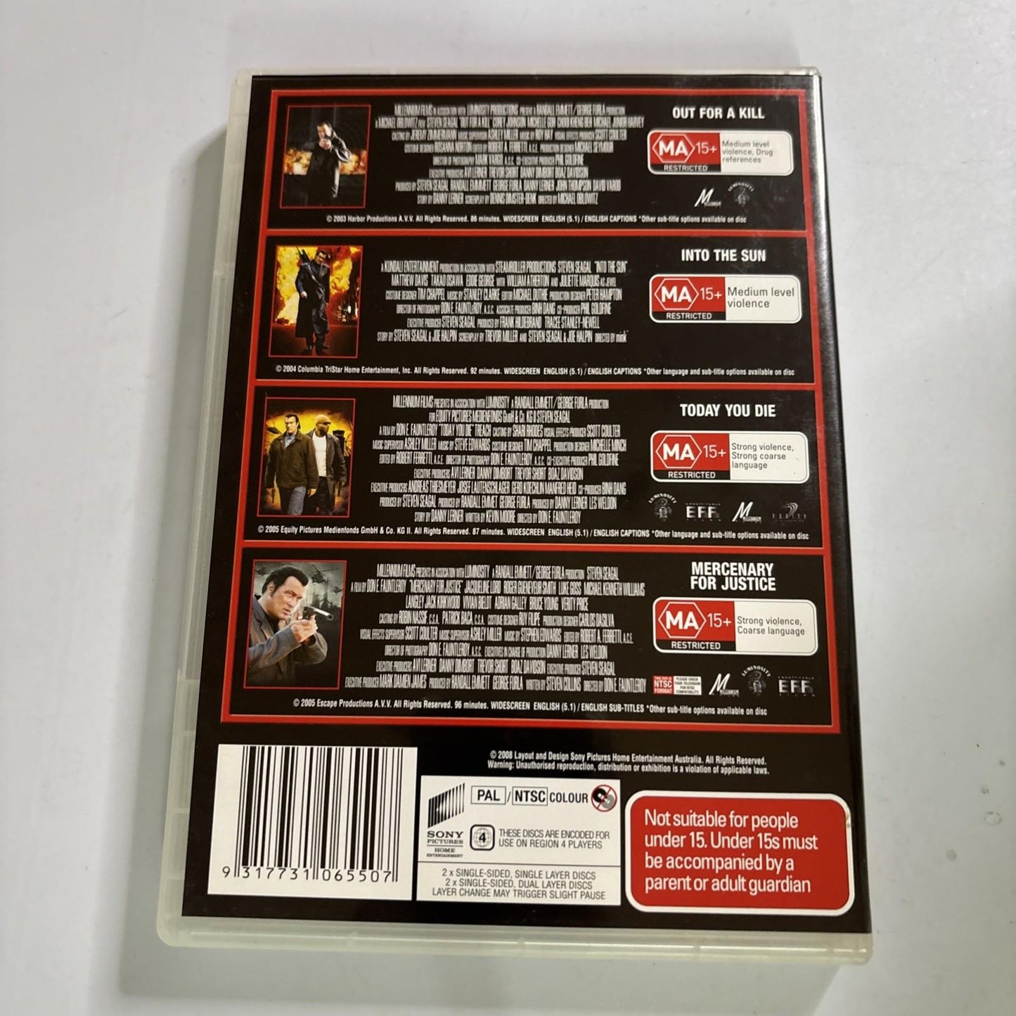 Into the Sun / Mercenary for Justice / Out for a Kill / Today You Die DVD NEW