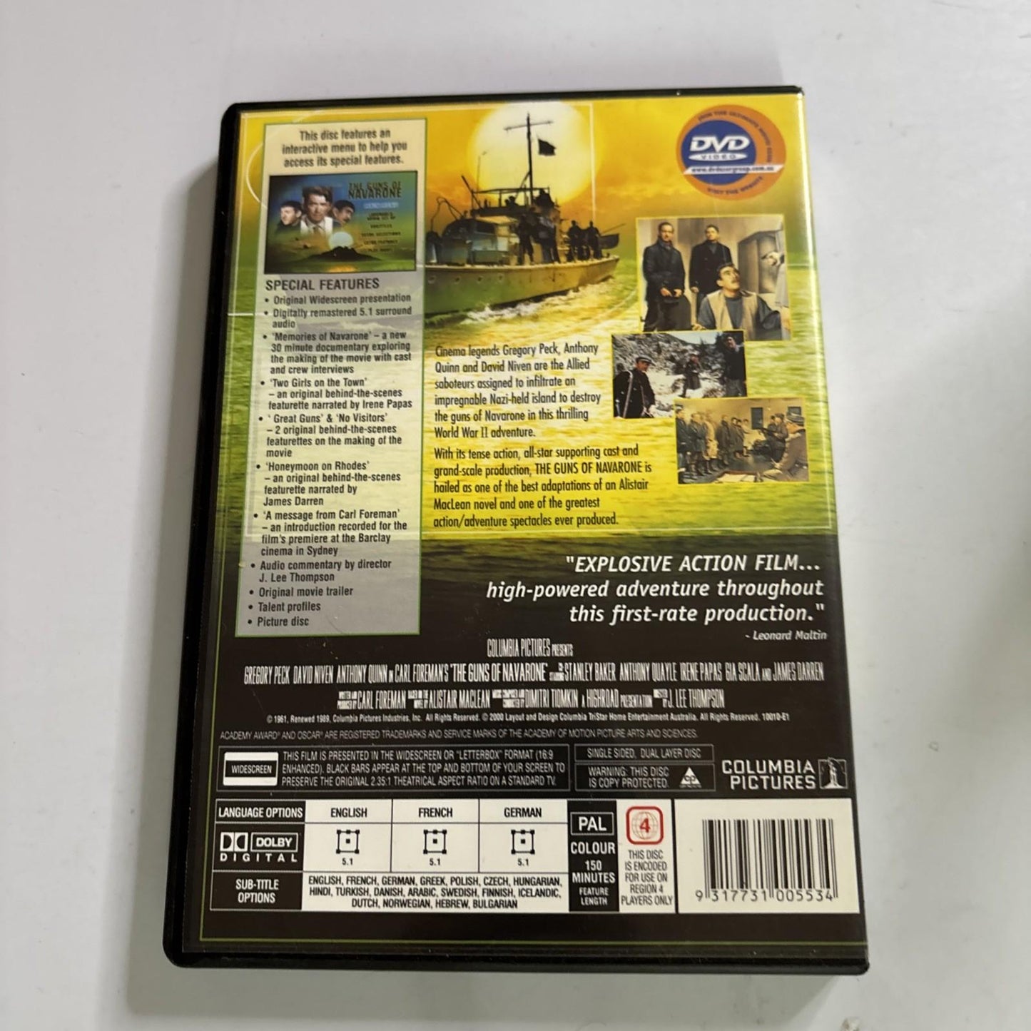 The Guns of Navarone (DVD, 1961) Gregory Peck Region 4 NEW