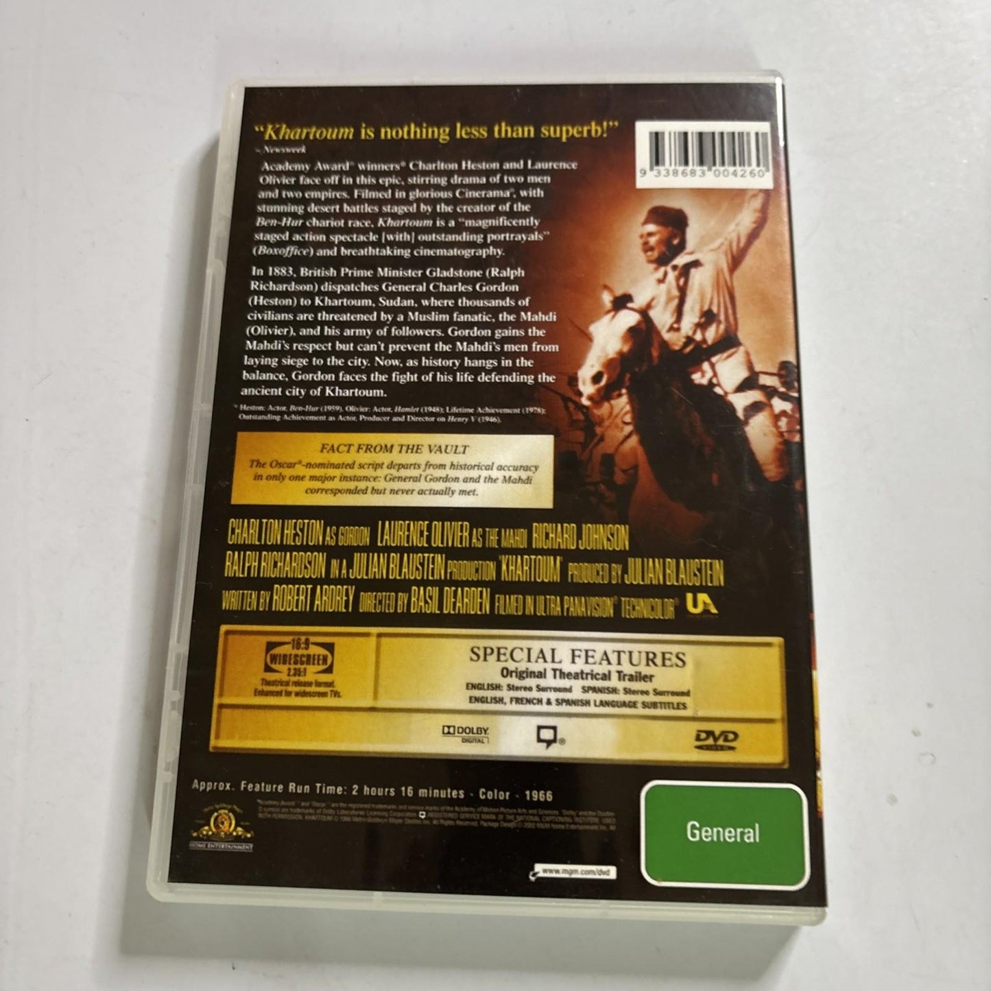 Khartoum (DVD, 1966) Charlton Heston Region 4 NEW