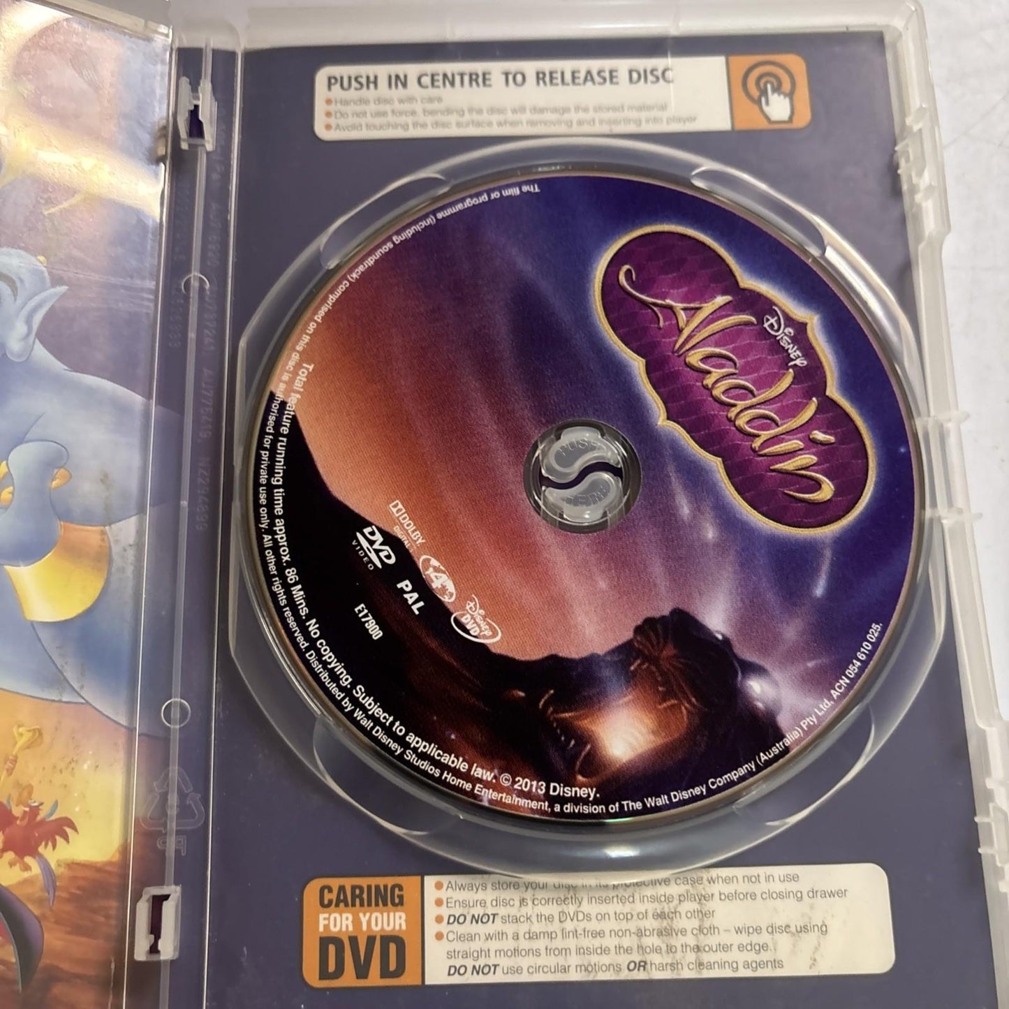 Aladdin (DVD, 1992) Disney Region 4