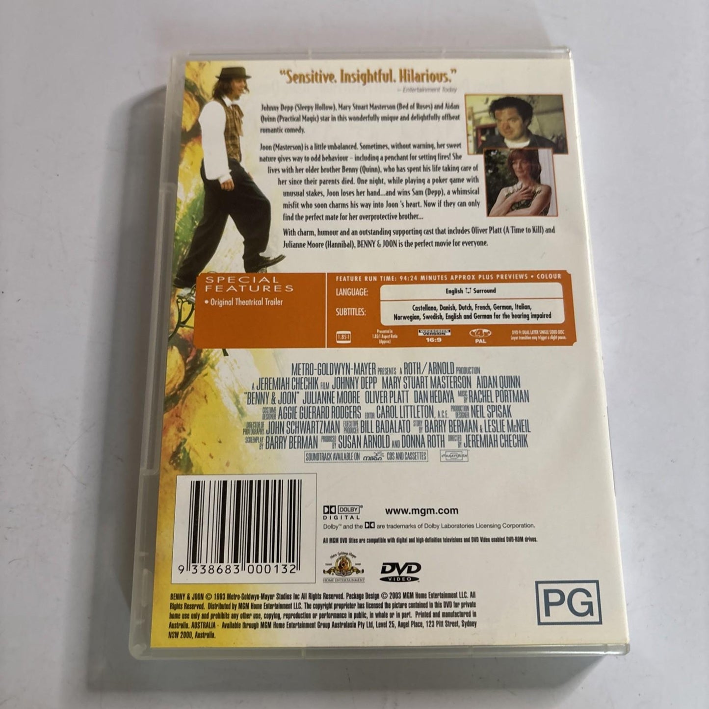 Benny and Joon (DVD, 1993) Johnny Depp Region 4 NEW