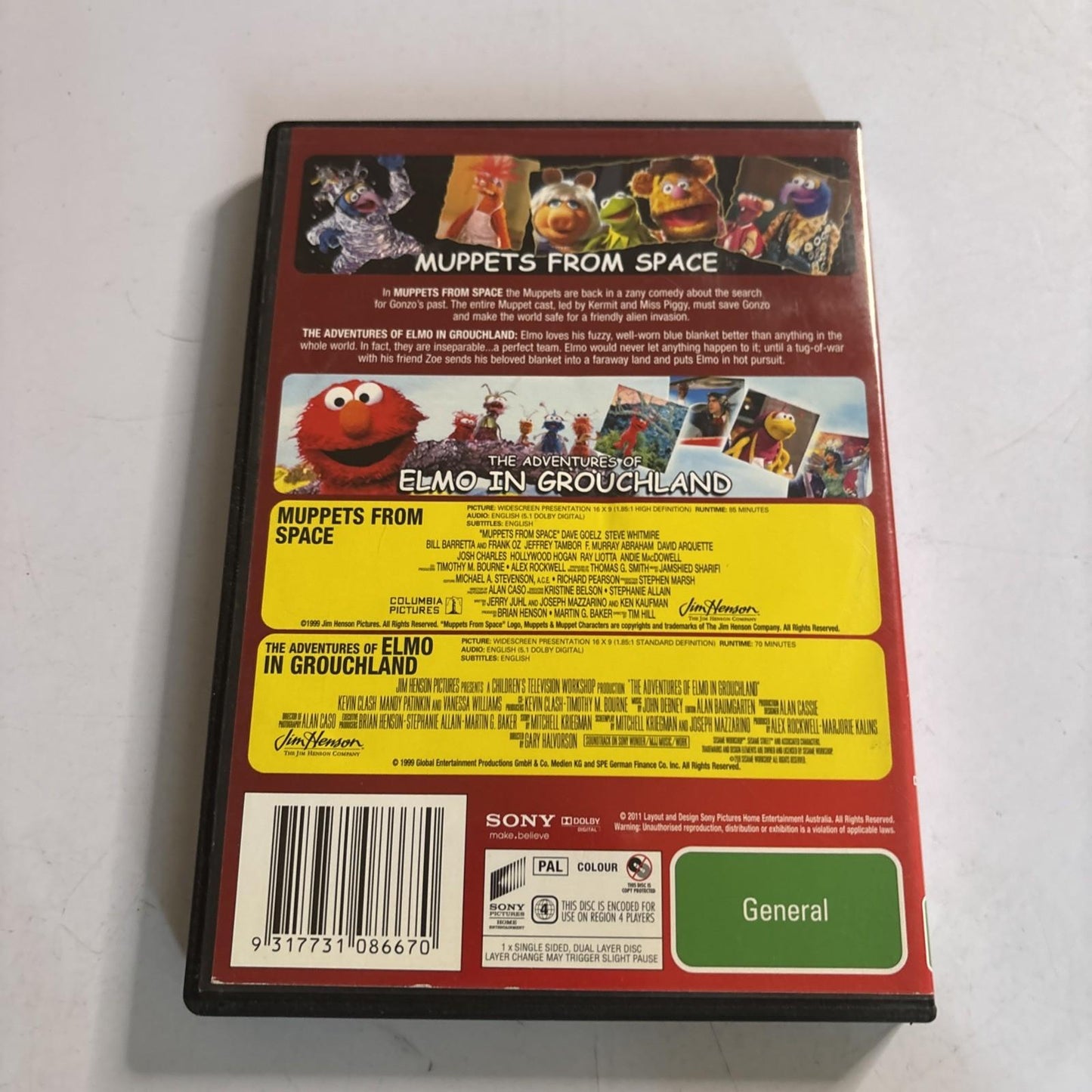 Adventures of Elmo in Grouchland / Muppets from Space DVD Region 4 NEW