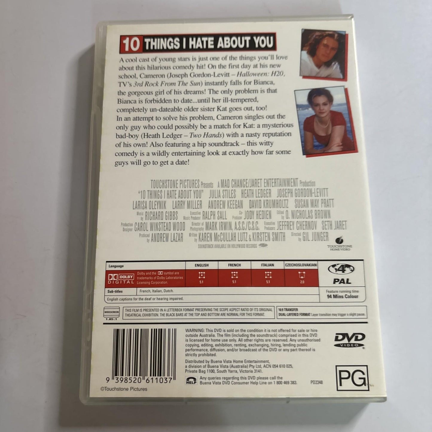 10 Things I Hate about You (DVD, 1999) Heath Ledger Region 4 NEW