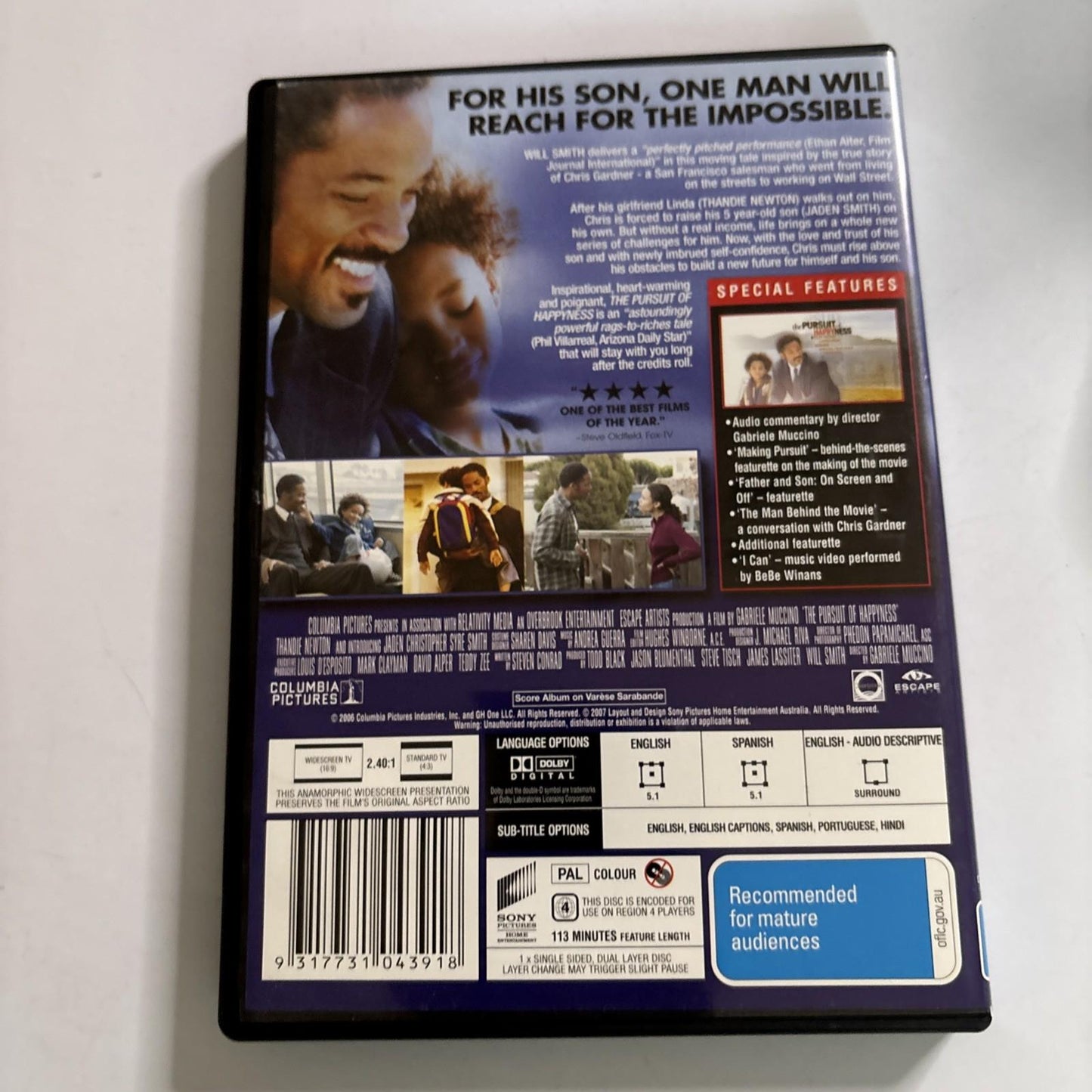 The Pursuit of Happyness (DVD, 2006) Will Smith Region 4 NEW