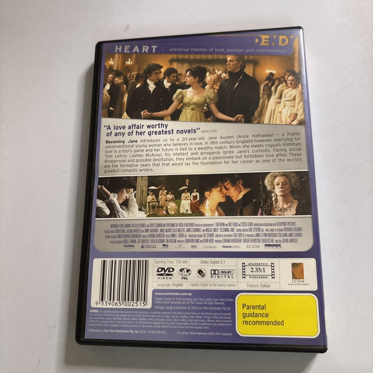 Becoming Jane (DVD, 2007) Anne Hathaway, James McAvoy Region 4 NEW