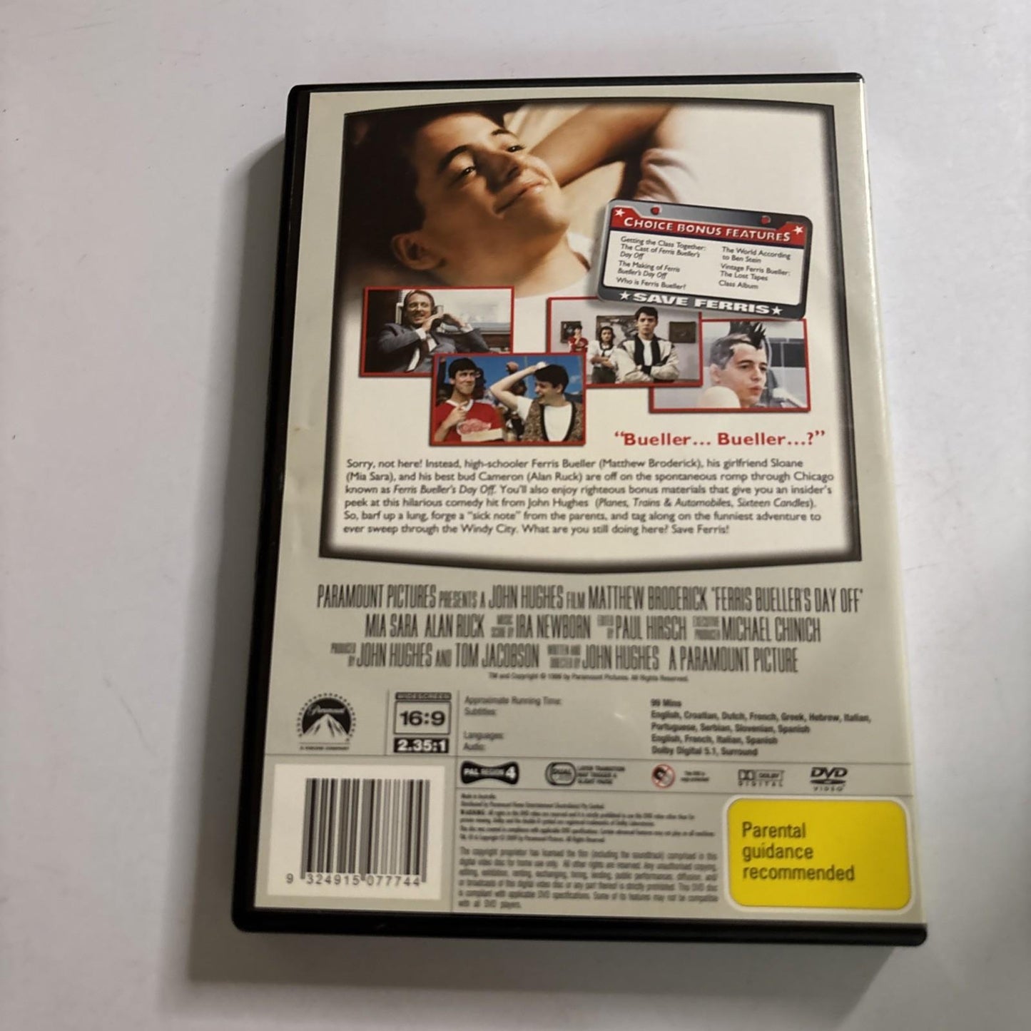 Ferris Bueller's Day Off (Special Edition, DVD, 1986) Matthew Broderick Region 4