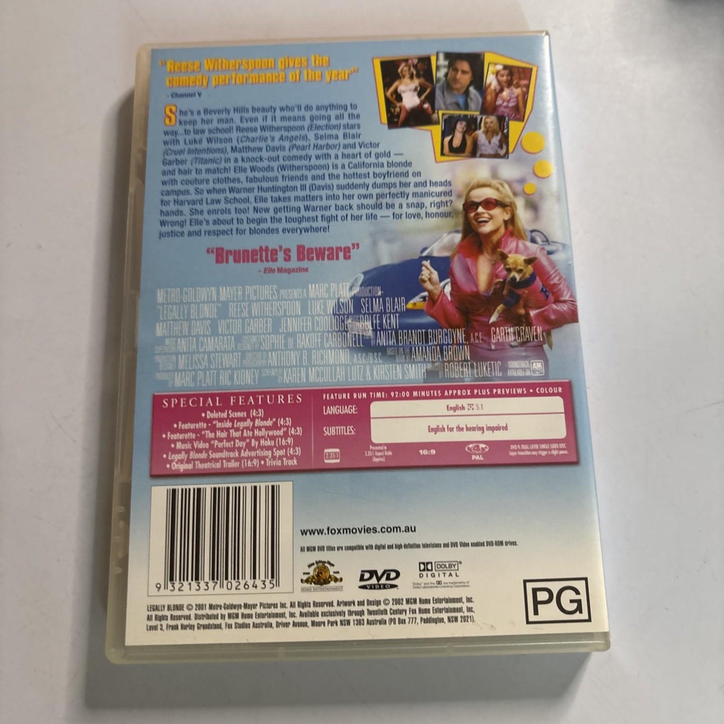Legally Blonde (DVD, 2001) Reese Witherspoon Region 4 NEW