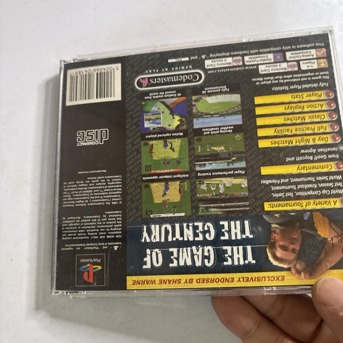 Shane Warne Cricket 99 Sony PS1 PlayStation 1 Video Game PAL *Disc Only*