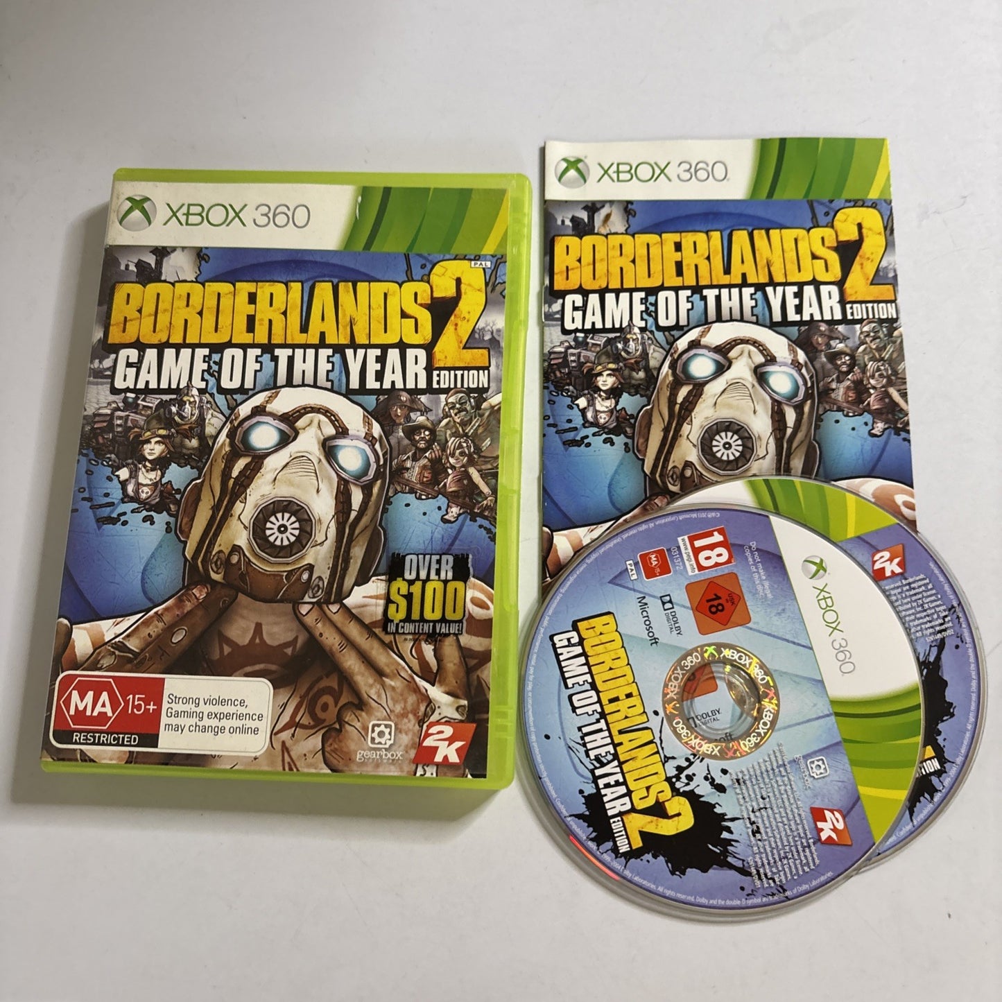 Borderlands 2 Game of the Year Edition Xbox 360 Game 2 Discs + Manual PAL