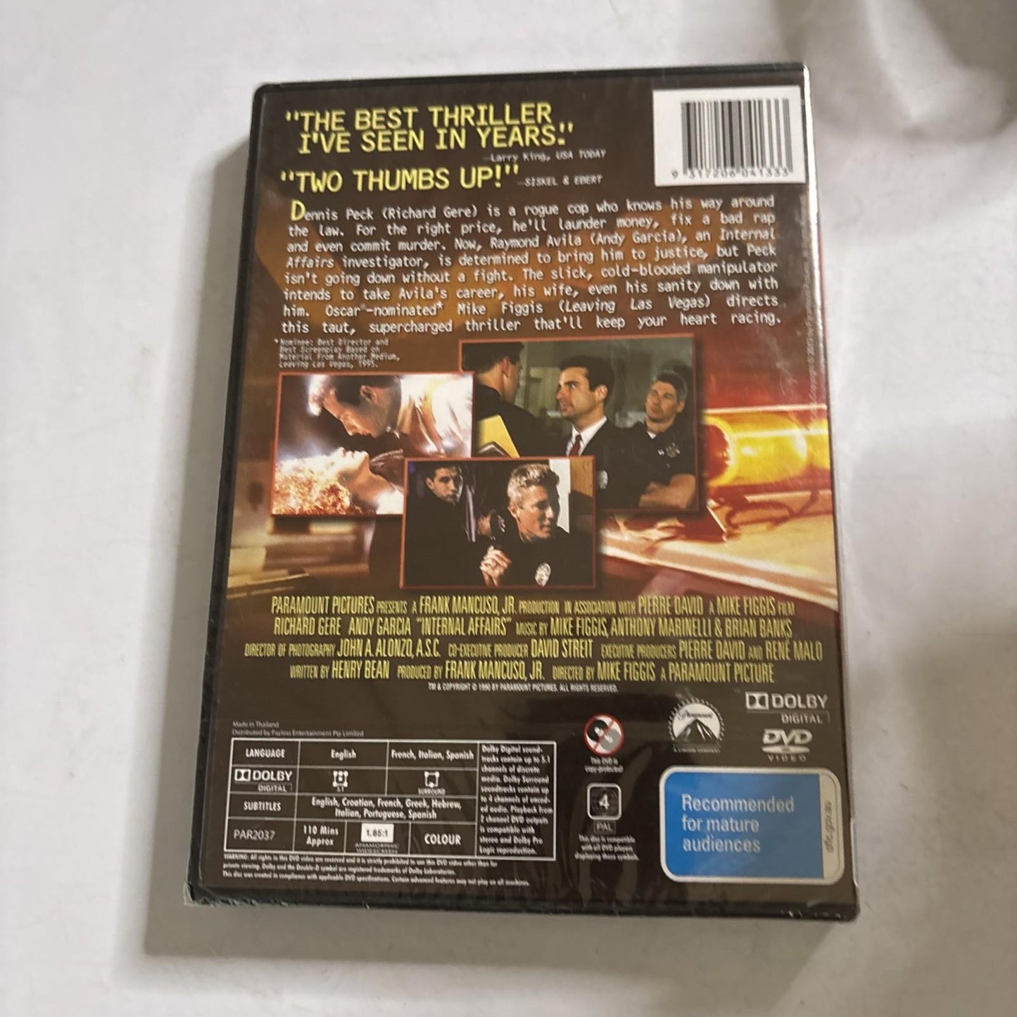 Internal Affairs (DVD, 1990) Richard Gere Region 4 *New Sealed*