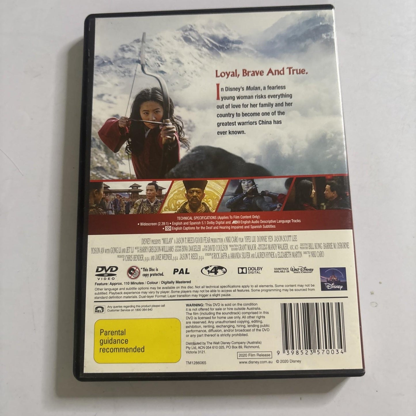 Mulan (DVD, 2020) Yifei Liu Disney Region 4 NEW