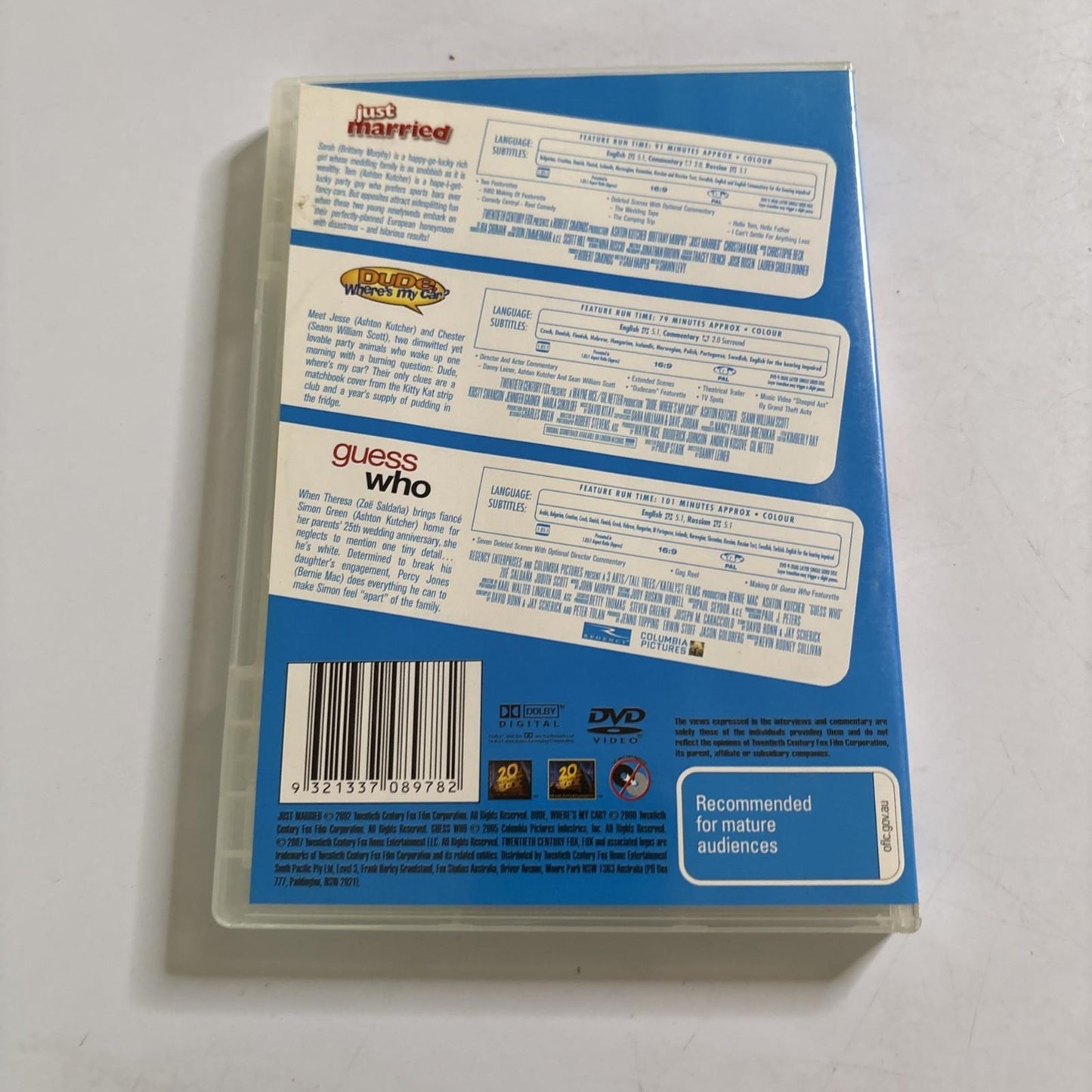 Just Married / Dude Where's My Car? / Guess Who DVD Region 4 NEW