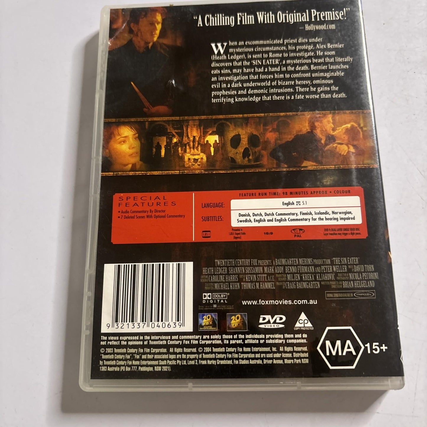 The Sin Eater (DVD, 2003) Heath Ledger Region 4