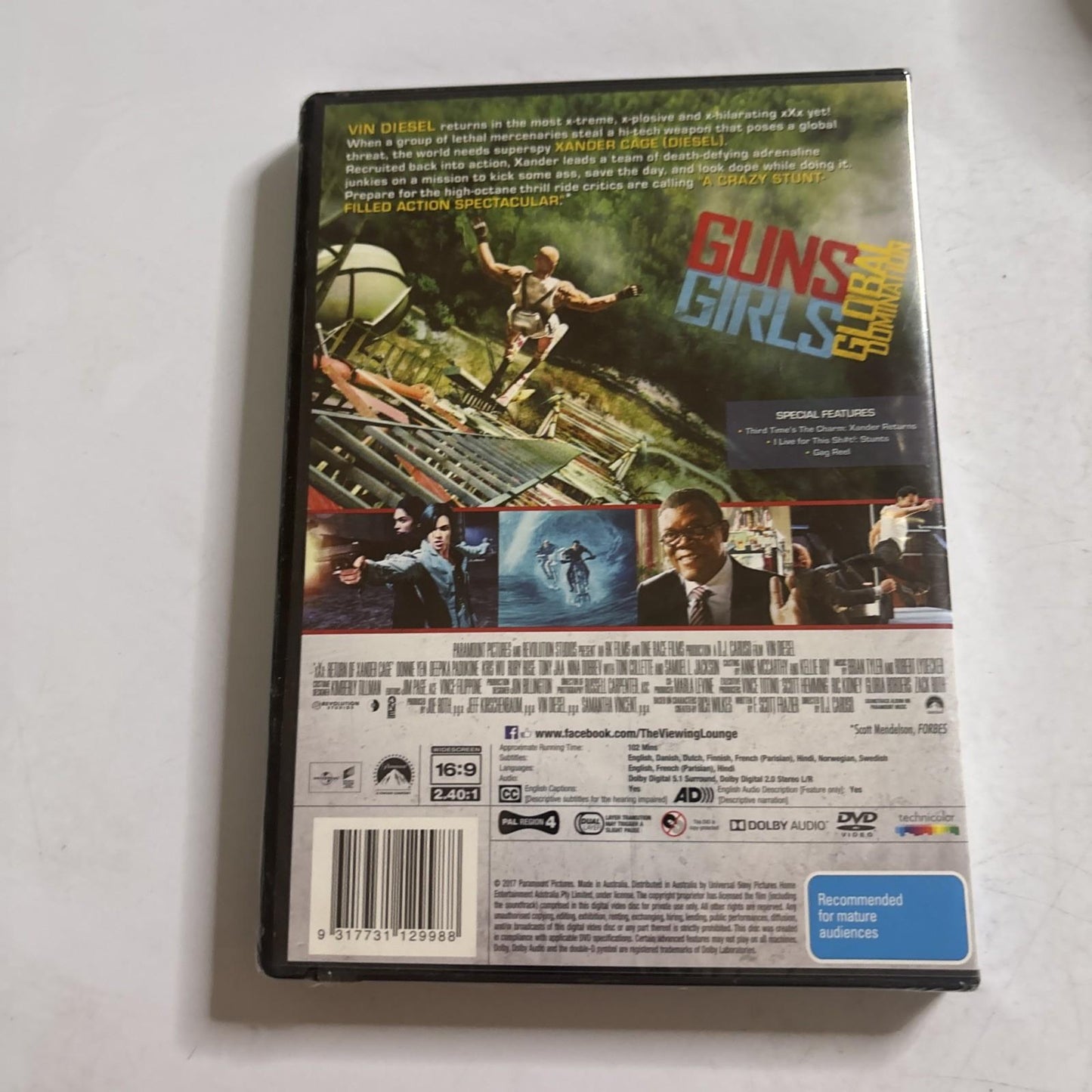 XXX - Return of Xander Cage (DVD, 2017) Vin Diesel Region 4 *New Sealed*