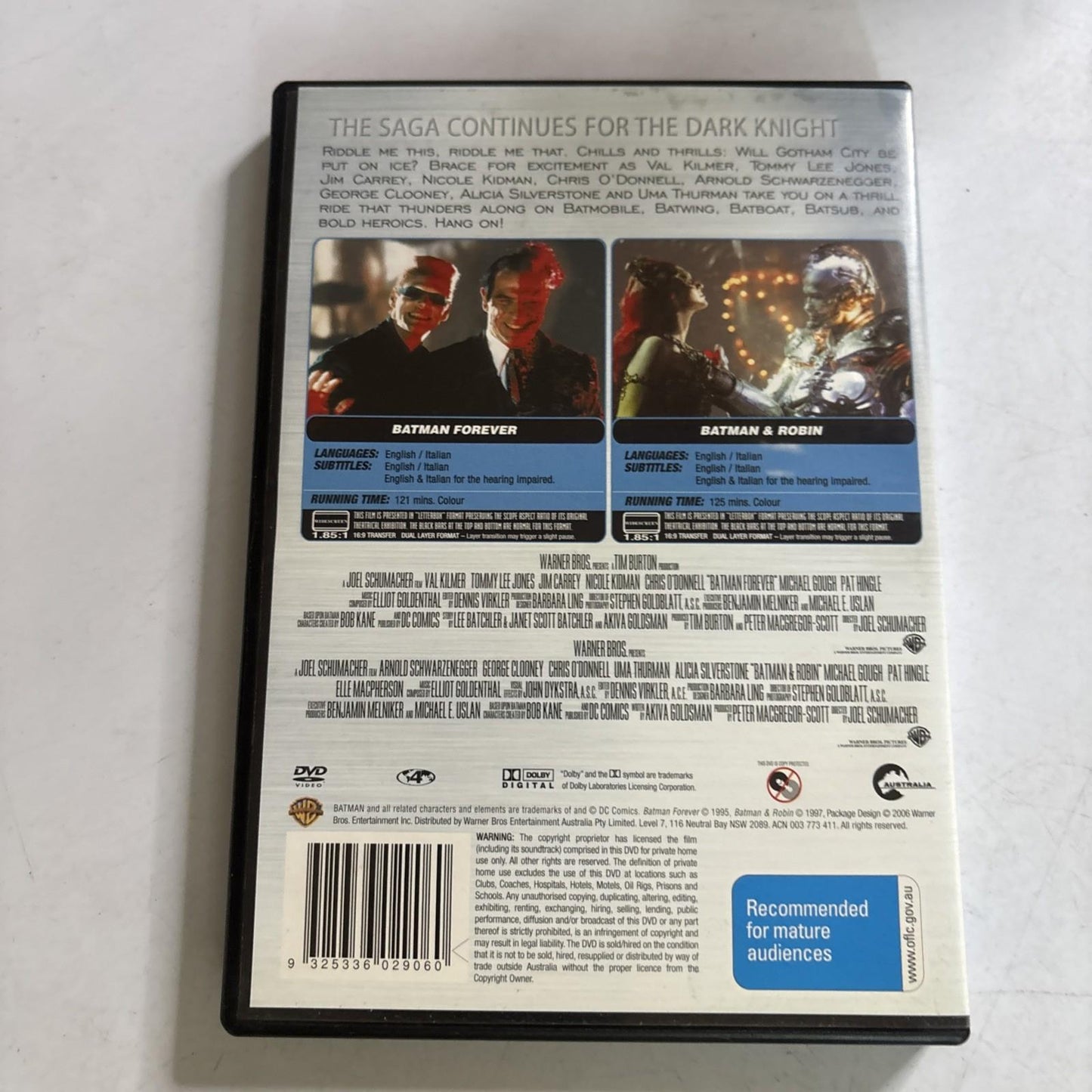Batman Forever / Batman and Robin (DVD, 1995) Region 4 NEW