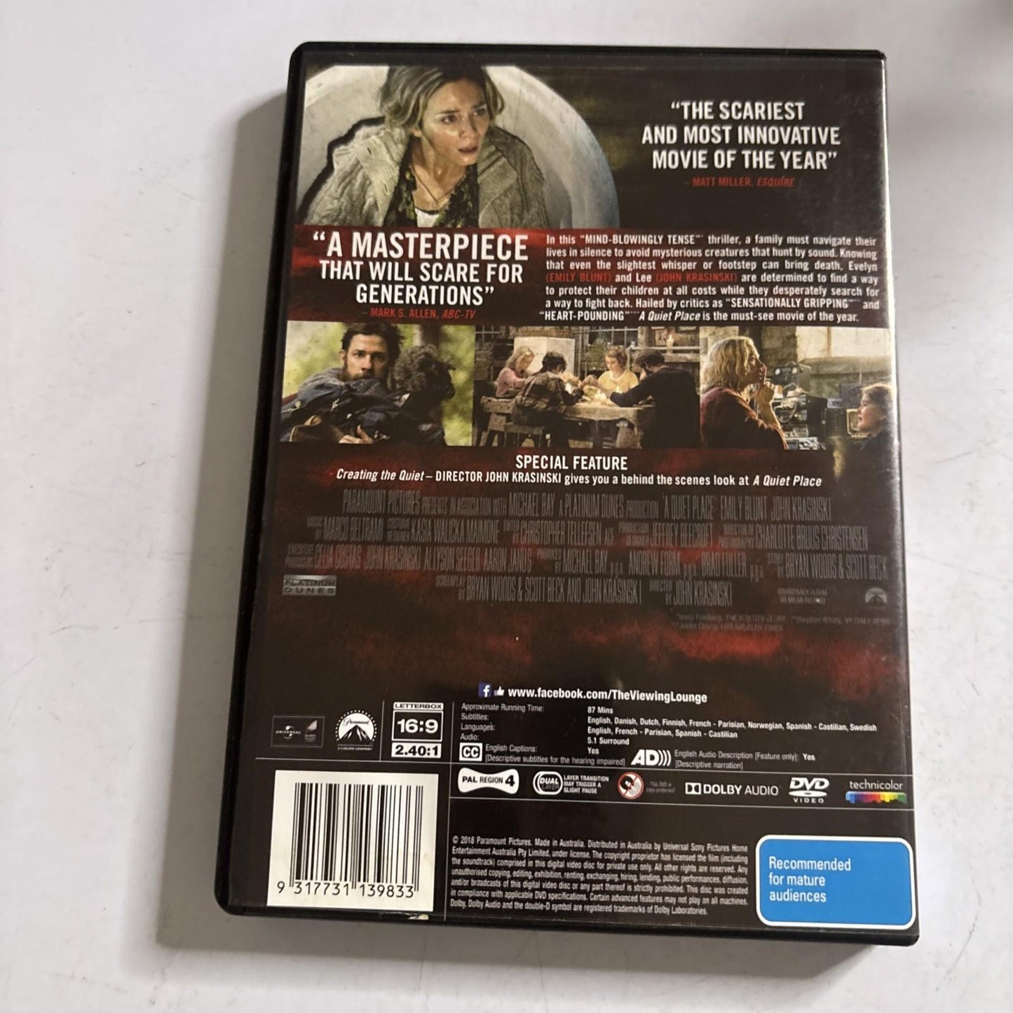 A Quiet Place (DVD, 2018) Emily Blunt Region 4 NEW