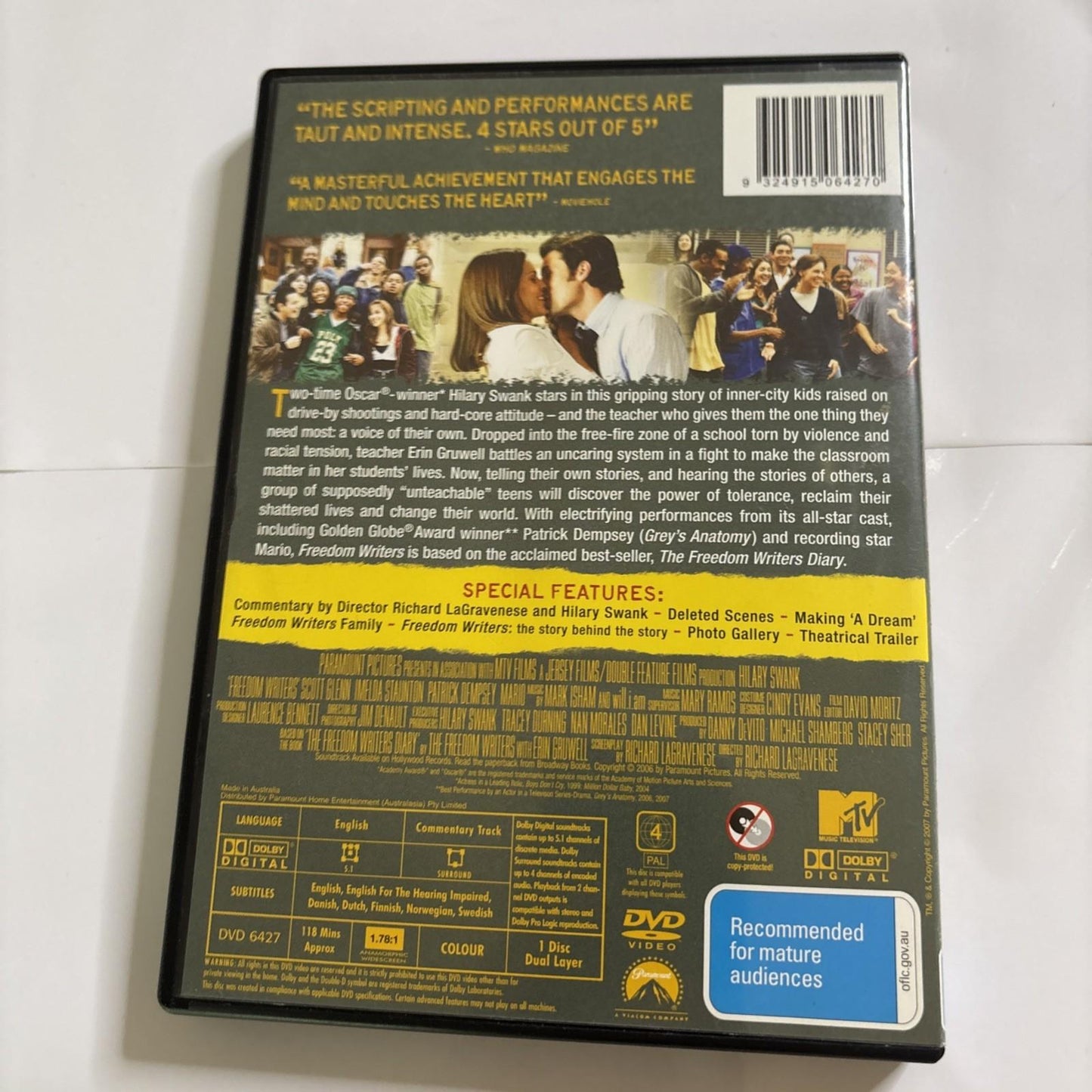 Freedom Writers (DVD, 2007) Hilary Swank Region 4 NEW
