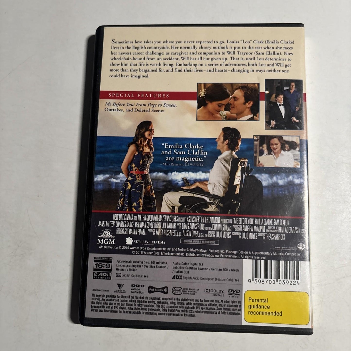 Me before You (DVD, 2016) Emilia Clarke, Sam Claflin Region 4 NEW