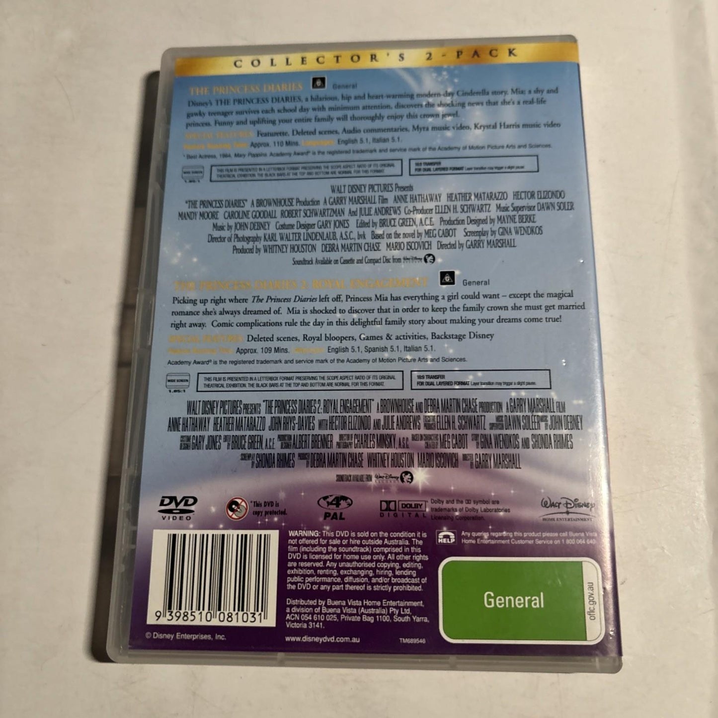 The Princess Diaries / The Princess Diaries 2 (DVD, 2006) Region 4 NEW