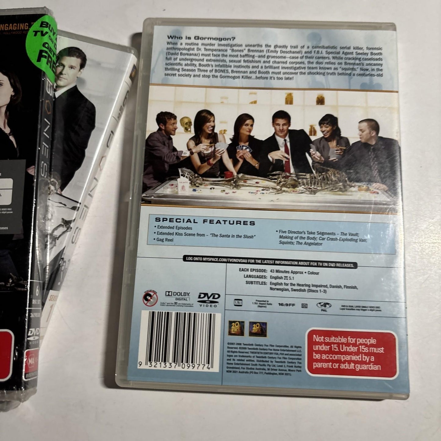 Bones : Season 1 2 3 (DVD, 2005, 16-Disc) Region 4 NEW