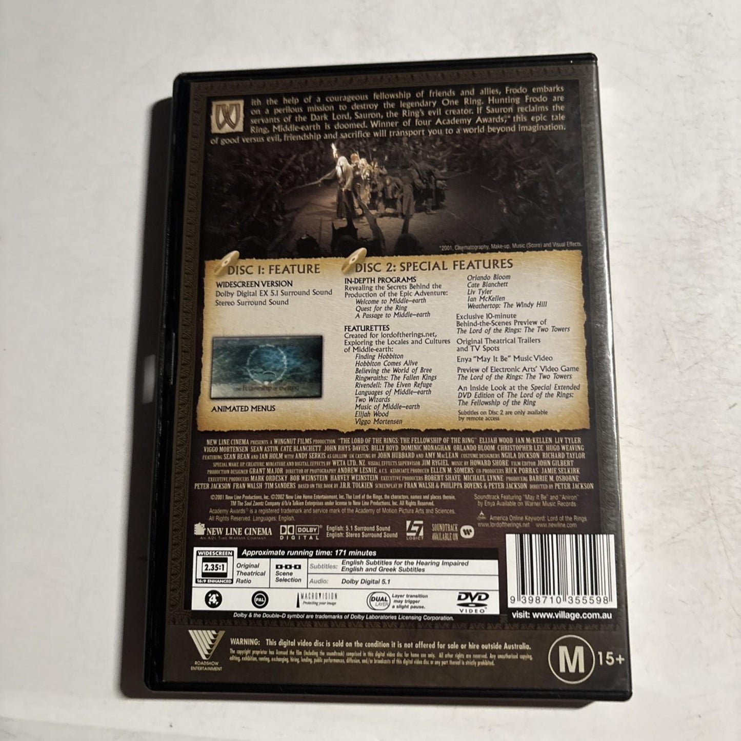 The Lord of the Rings - The Fellowship of the Ring (DVD, 2001) Region 4 NEW