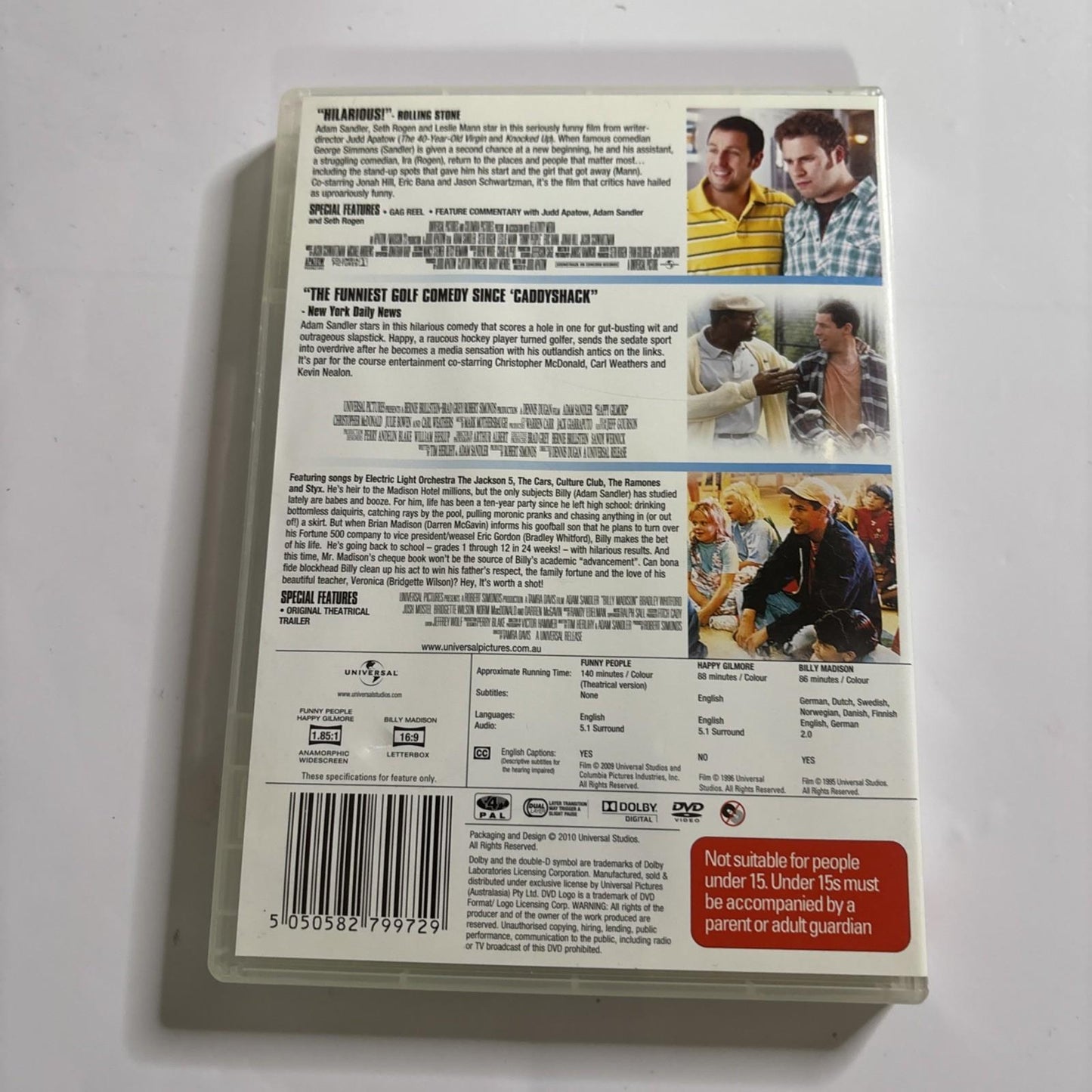 Funny People / Happy Gilmore / Billy Madison (DVD) Adam Sandler Region 4 NEW