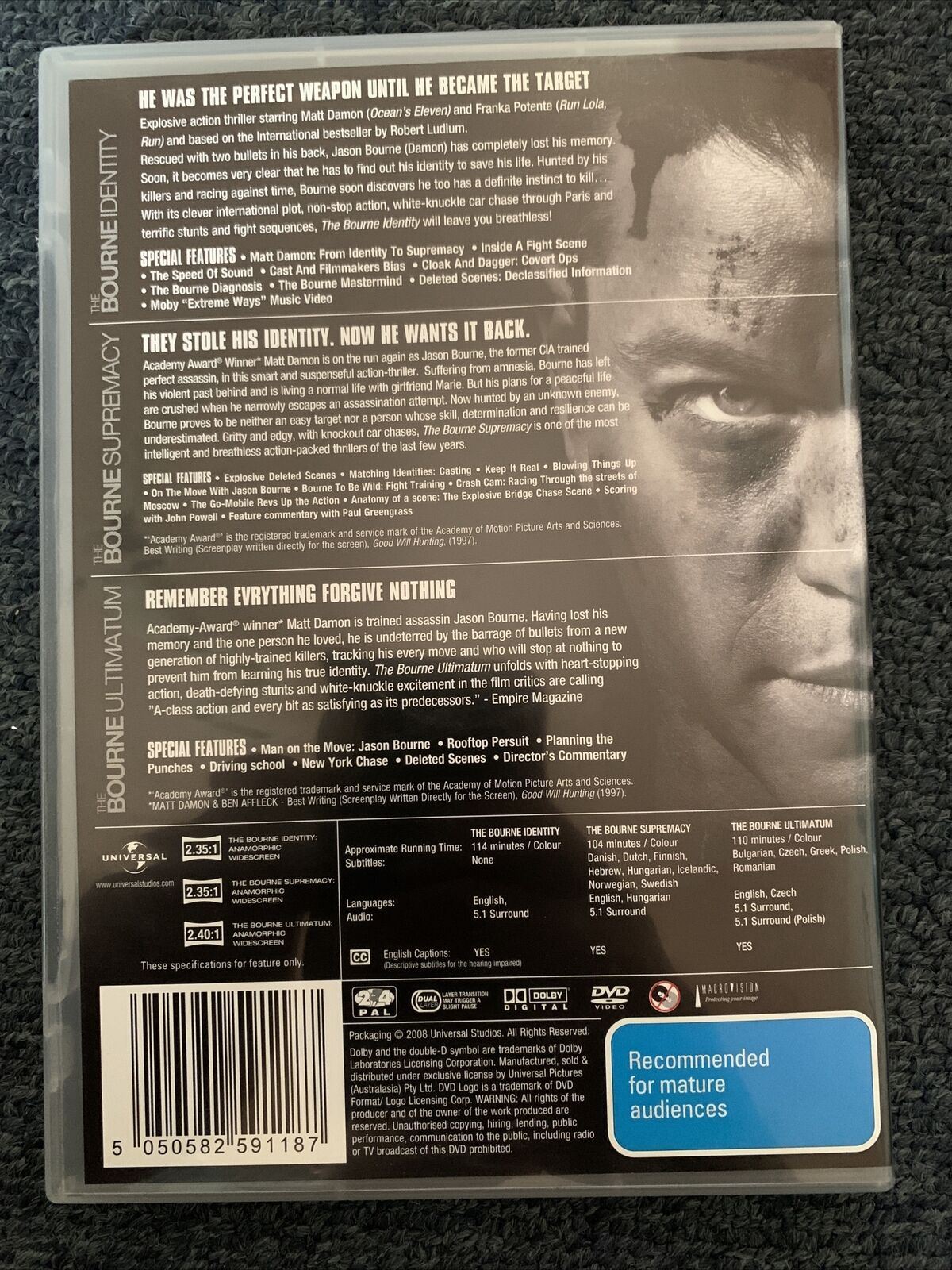 The Bourne Identity / The Bourne Supremacy / The Bourne Ultimatum (DVD, 2008)