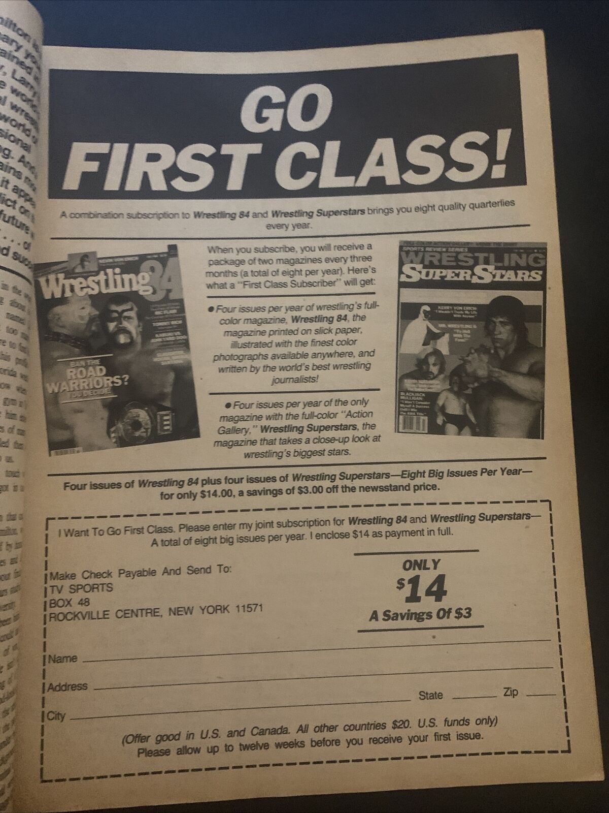 The Wrestler Magazine February 1985 - Ric Flair, Billy Jack, Greg Valentine