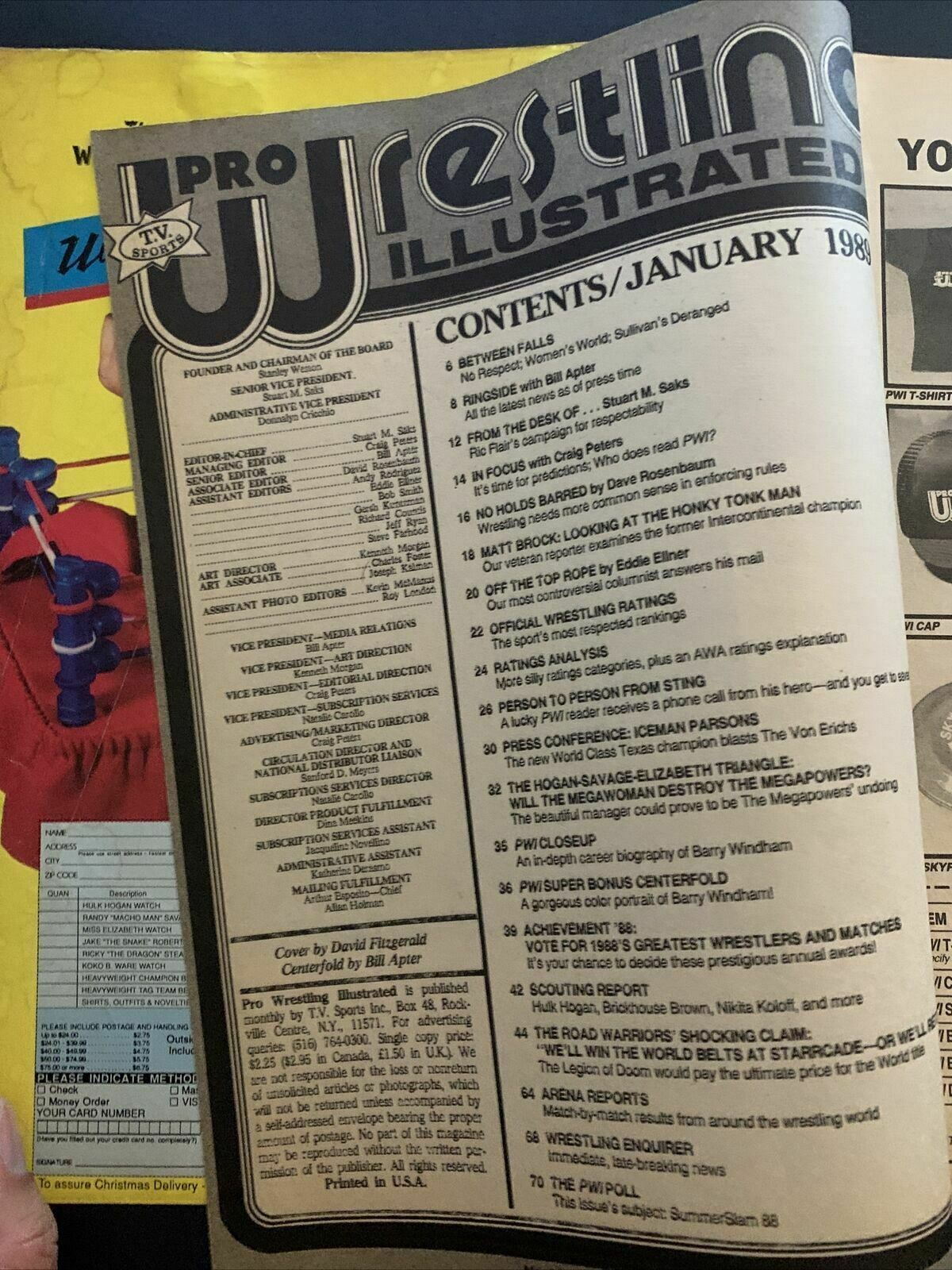 Pro Wrestling Illustrated Magazine January 1989 - Hogan, Savage, Elizabeth