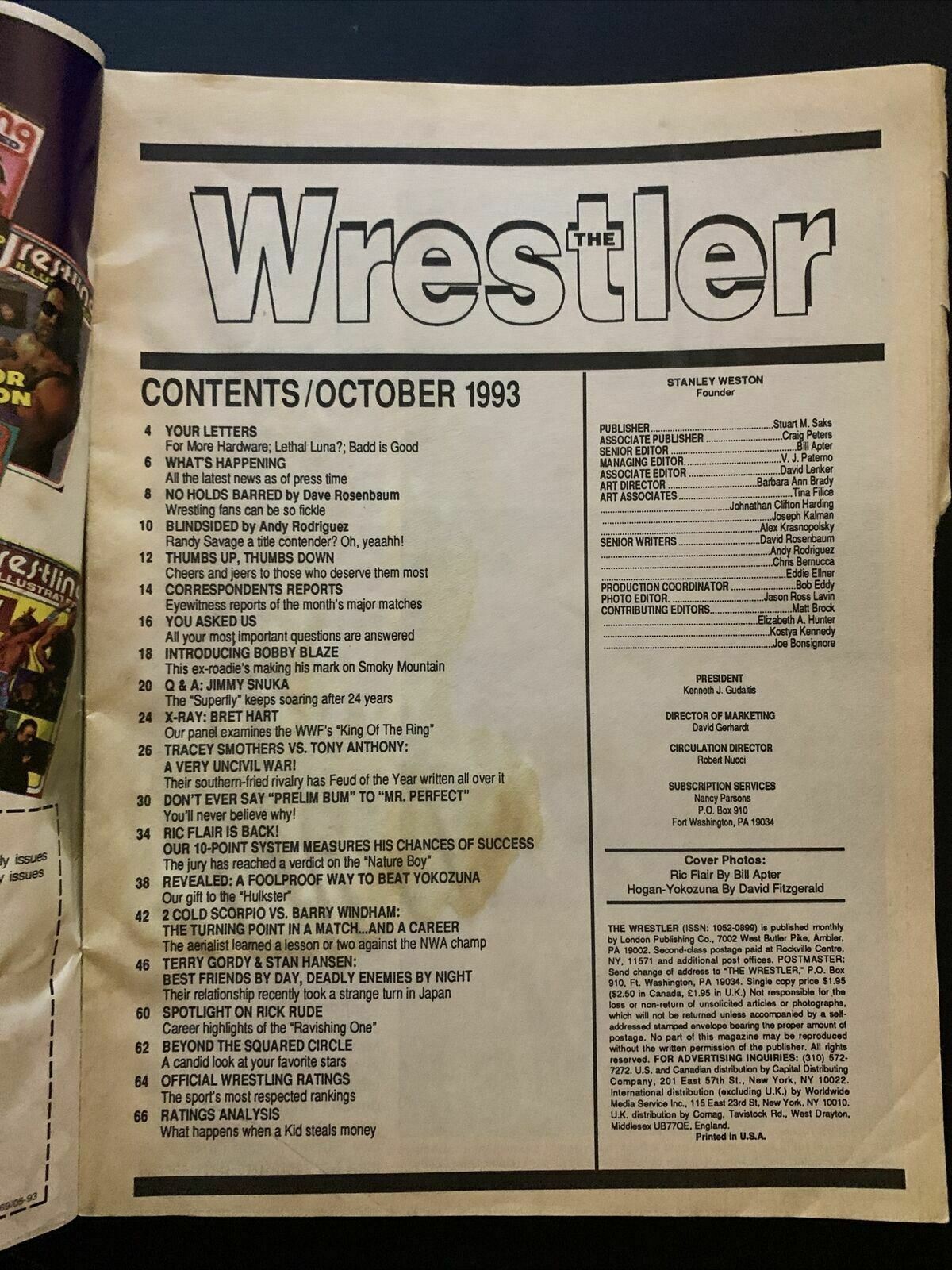 The Wrestler Magazine October 1993 - Ric Flair, Hulk, Mr Perfect, Cold Scorpio