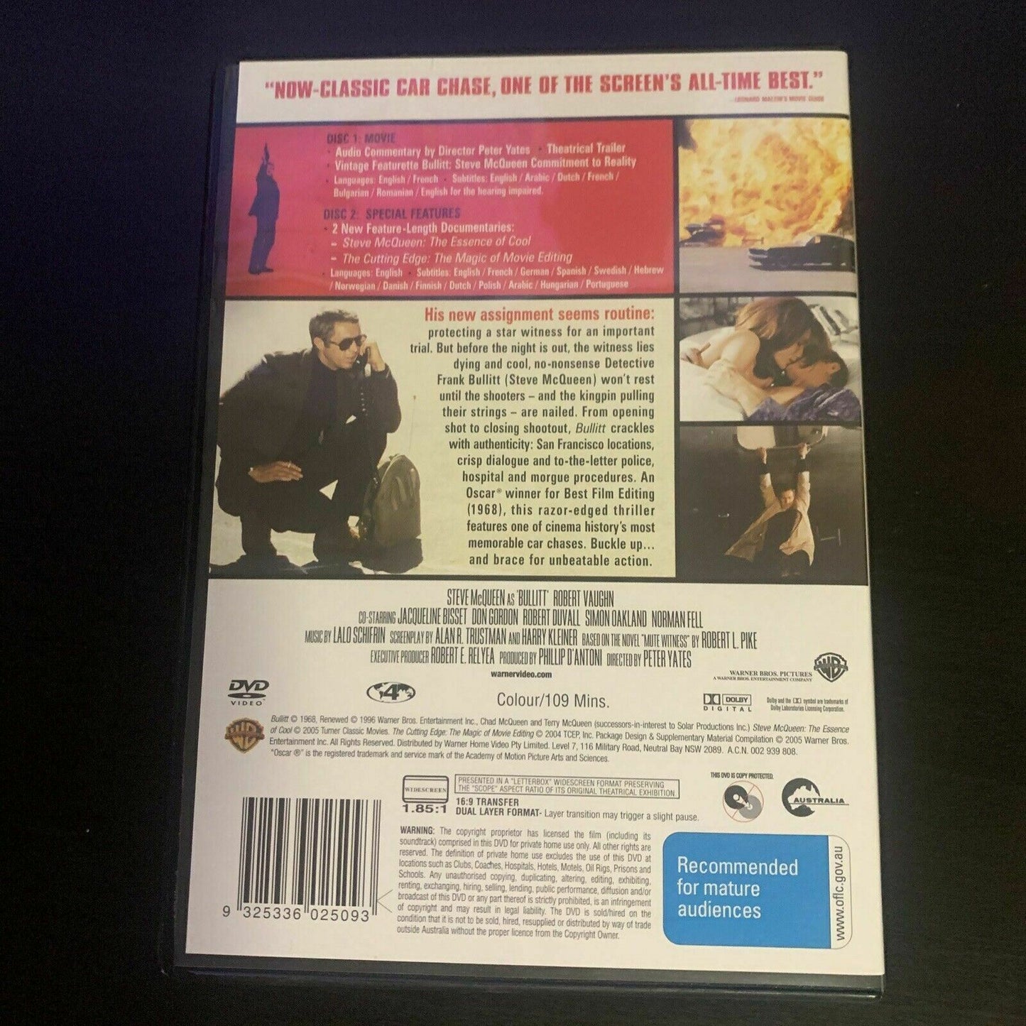 Bullitt - Special Edition (DVD, 1968) Steve McQueen, Jacqueline Bisset. Region 4