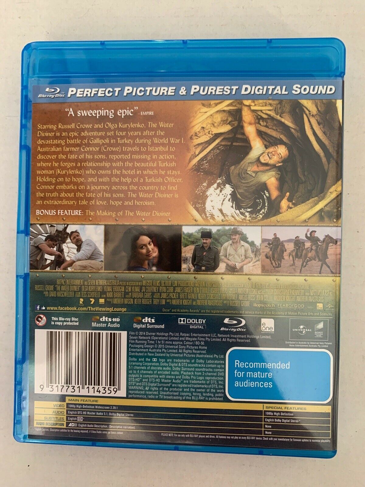 The Water Diviner (Blu-ray, 2015) Russell Crowe - Australian Movie