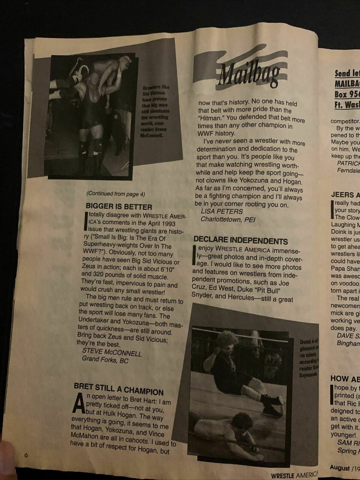 Wrestle America Magazine August 1993 - Chris Benoit, Sherri, Savage, Hawk-funk