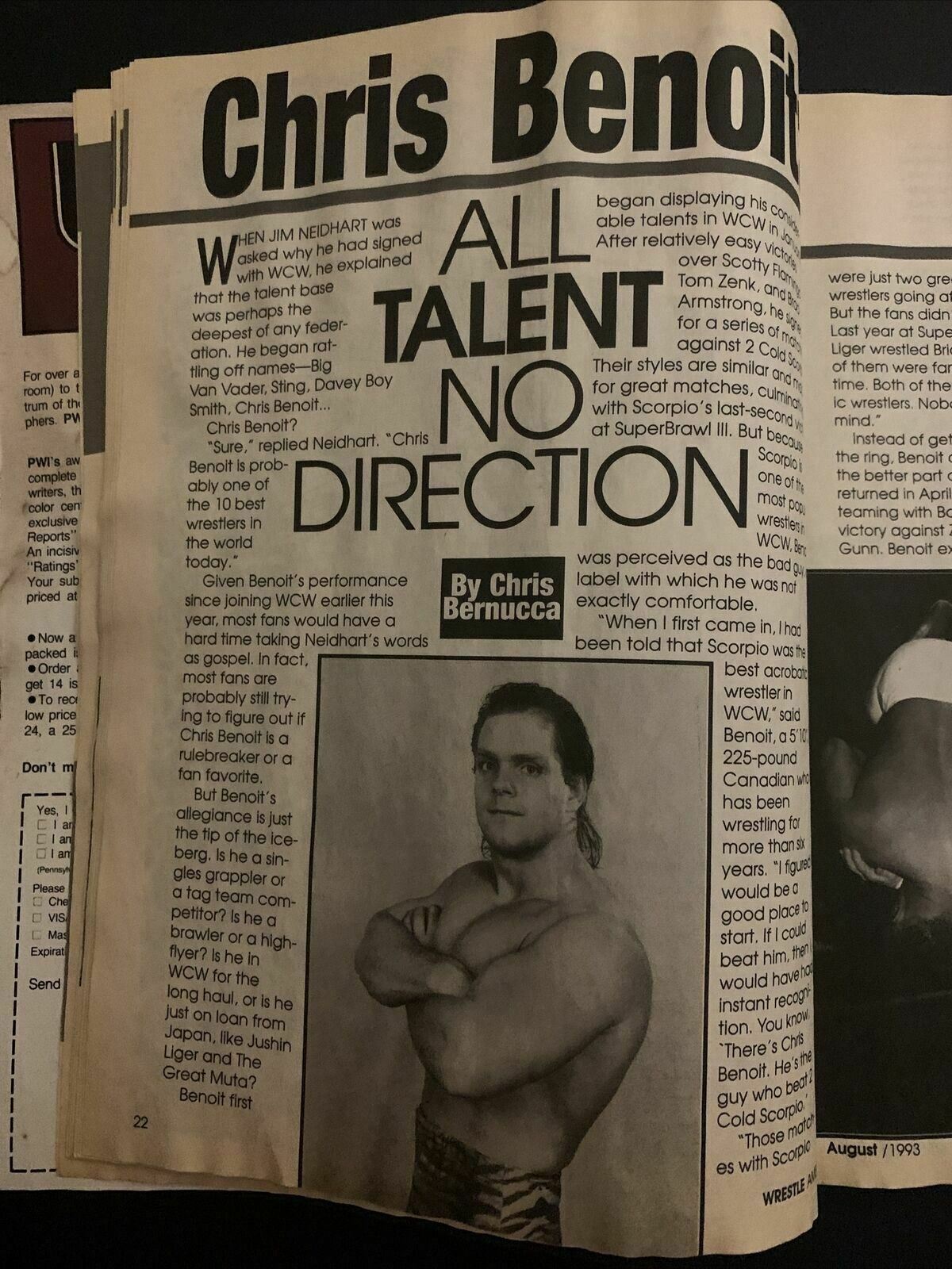 Wrestle America Magazine August 1993 - Chris Benoit, Sherri, Savage, Hawk-funk
