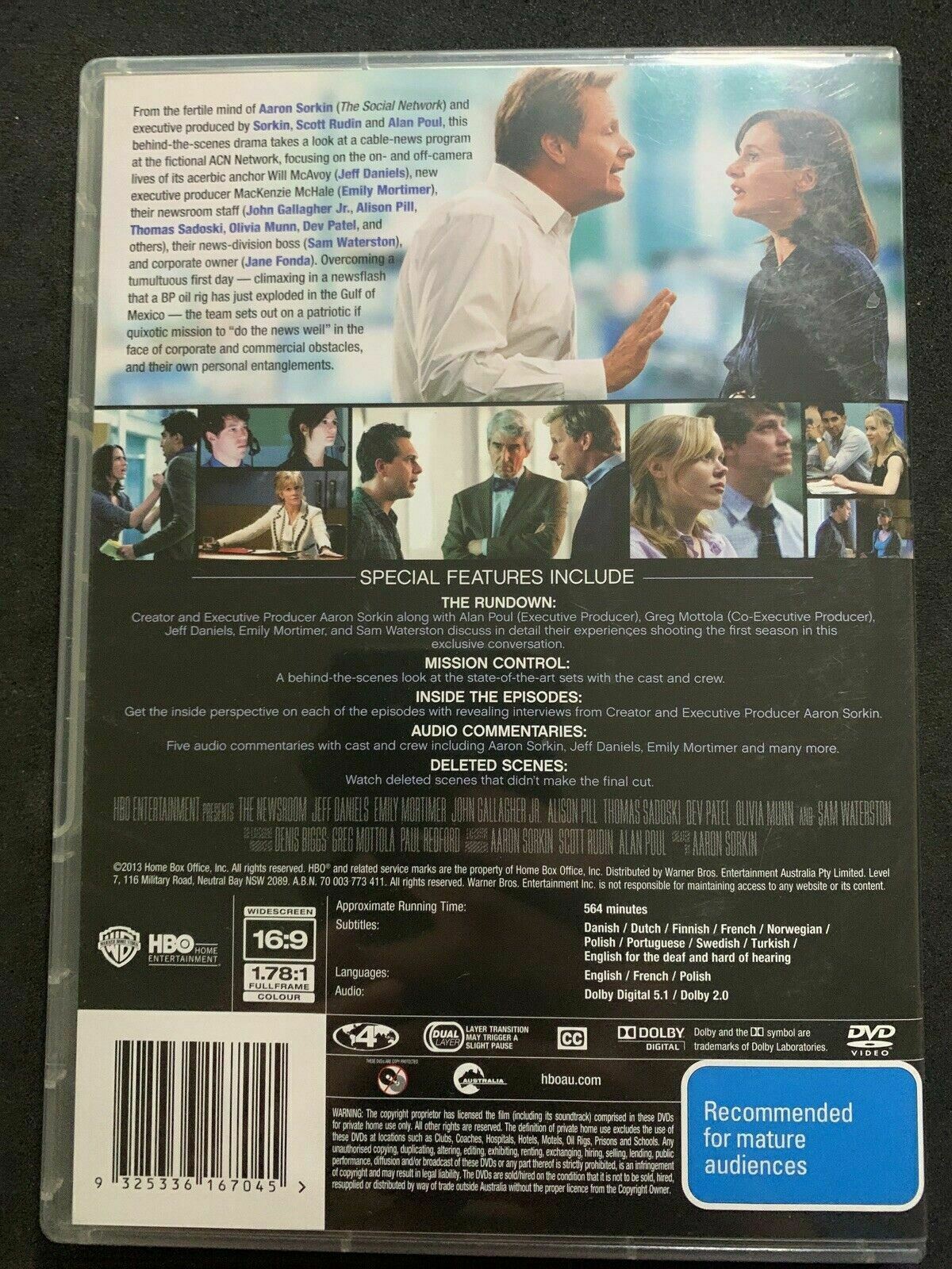 The Newsroom : Season 1 (DVD, 2013, 4-Disc Set) Jeff Daniels. Region 4
