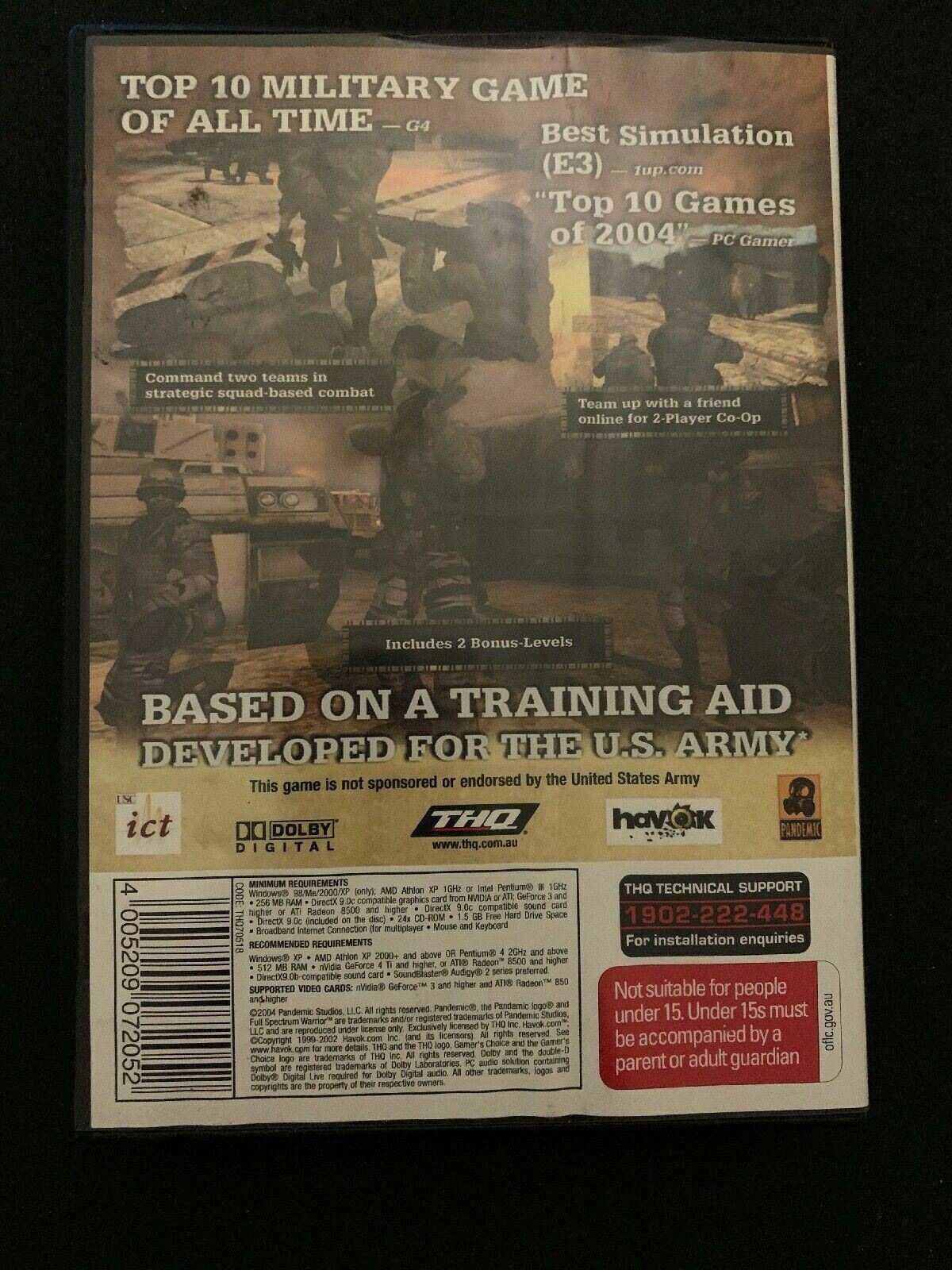 Full Spectrum Warrior - PC CD-ROM Tactical Shooter FPS Game Windows