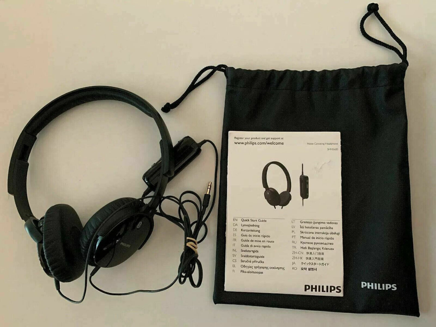 Philips SHN5600 Noise Cancelling Headphone With Manual And Carrying Bag