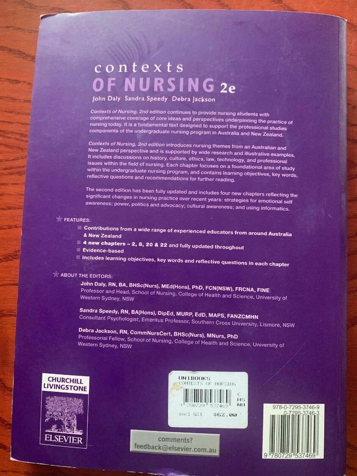 Contexts in Nursing 2e 2nd Second Edition John Daly Sandra Speedy Textbook Nurse