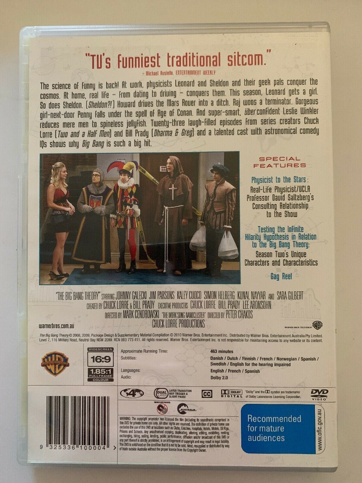 The Big Bang Theory : Season 2 (DVD, 2013, 4-Disc Set) with Special Features