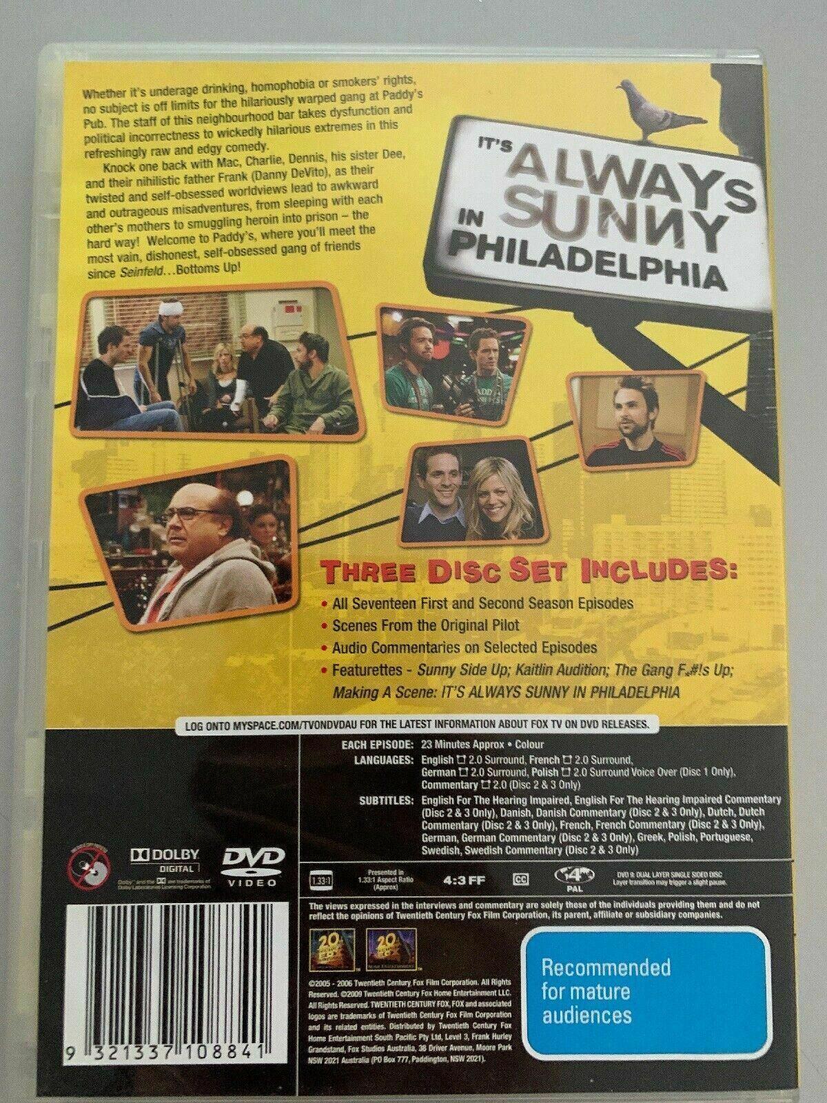 It's Always Sunny In Philadelphia : Season 1-2 (DVD, 2009, 3-Disc Set)