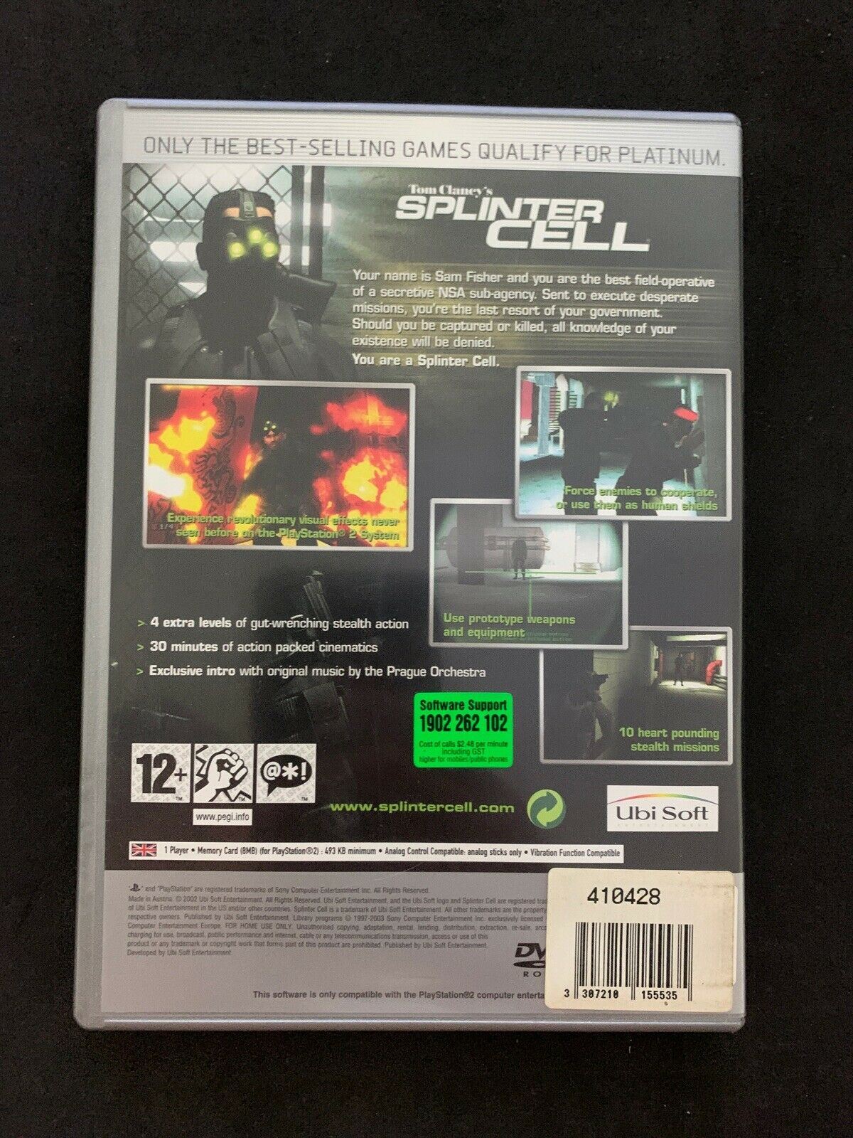 Tom Clancy's Splinter Cell - Sony PlayStation 2 PS2 Game