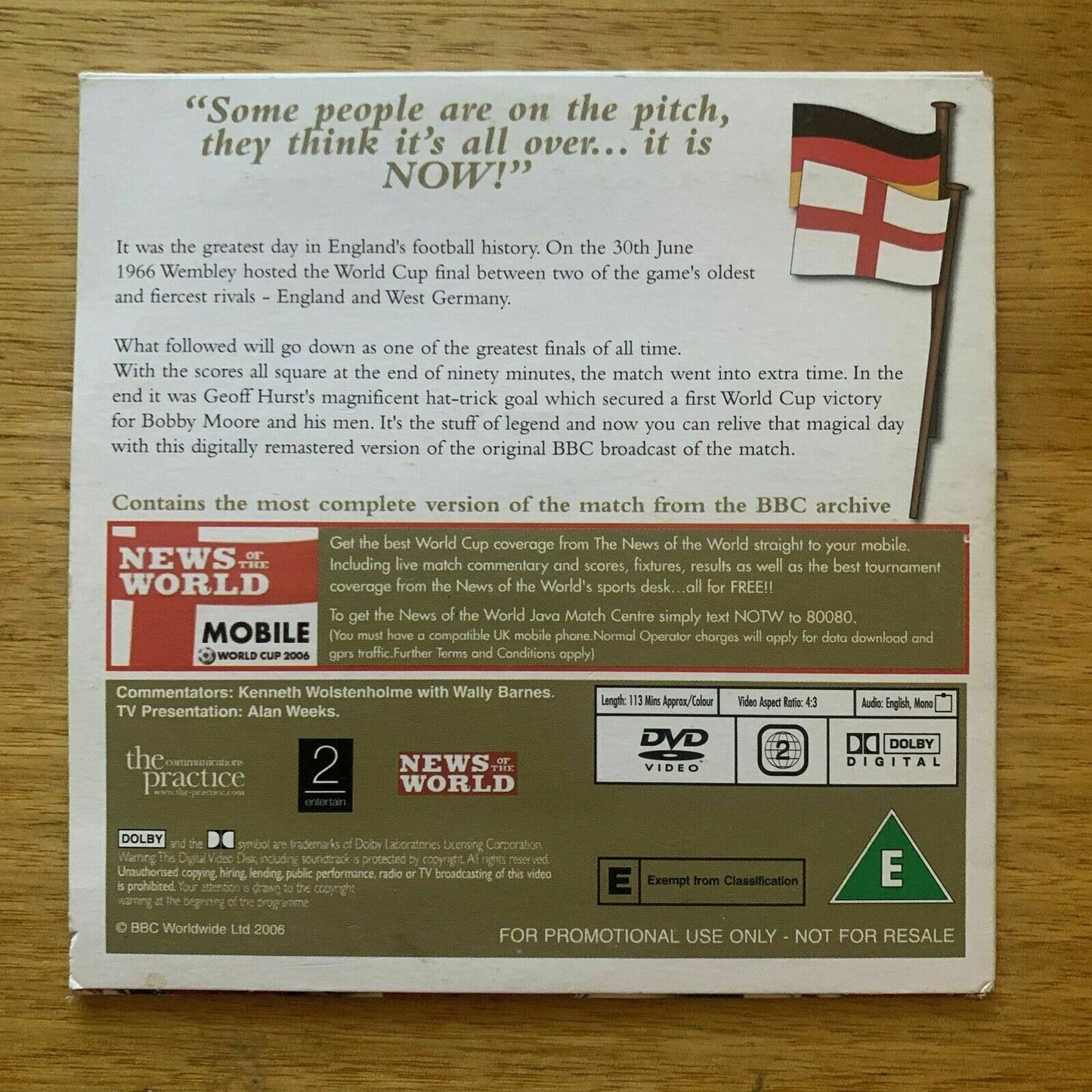 The World Cup Final 1966 England Vs West Germany (DVD) Region 2