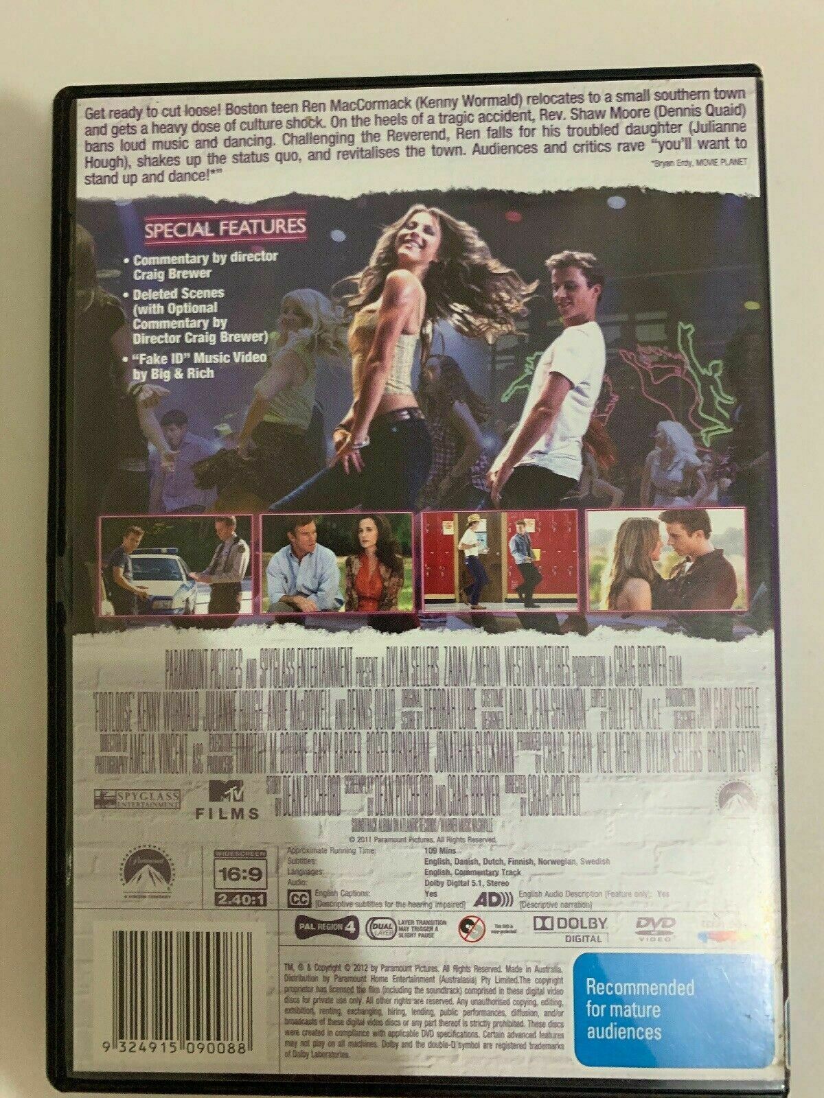Footloose (DVD, 2012) Region 4 NEW