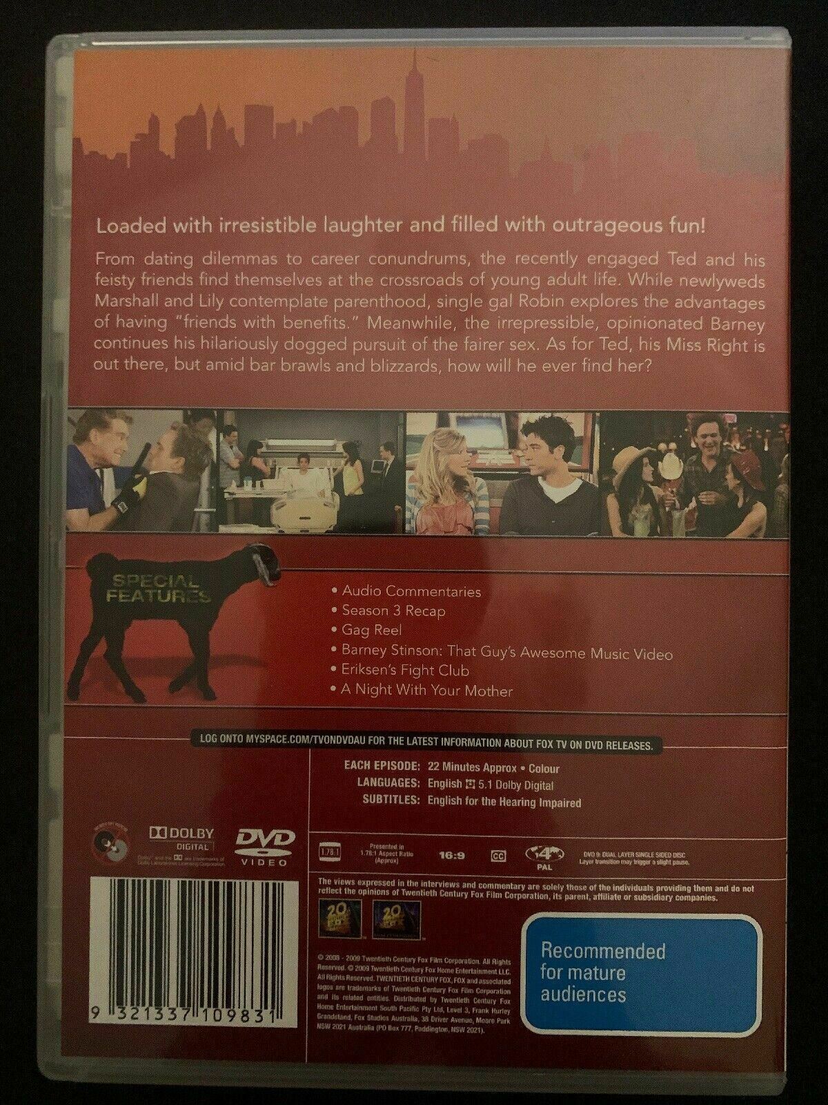 How I Met Your Mother : Season 4 (DVD, 2009, 3-Disc Set) Region 4
