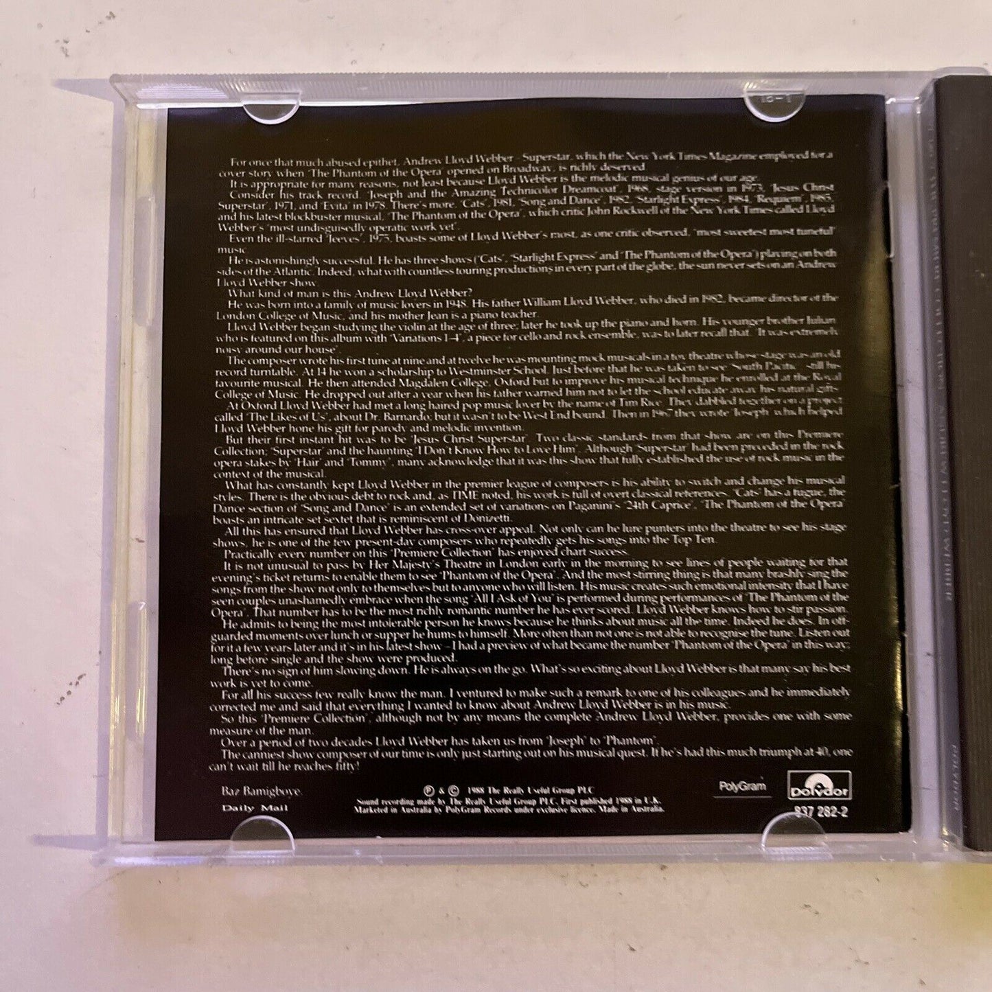 The Premiere Collection - The Best Of Andrew Lloyd Webber CD 1988 Album