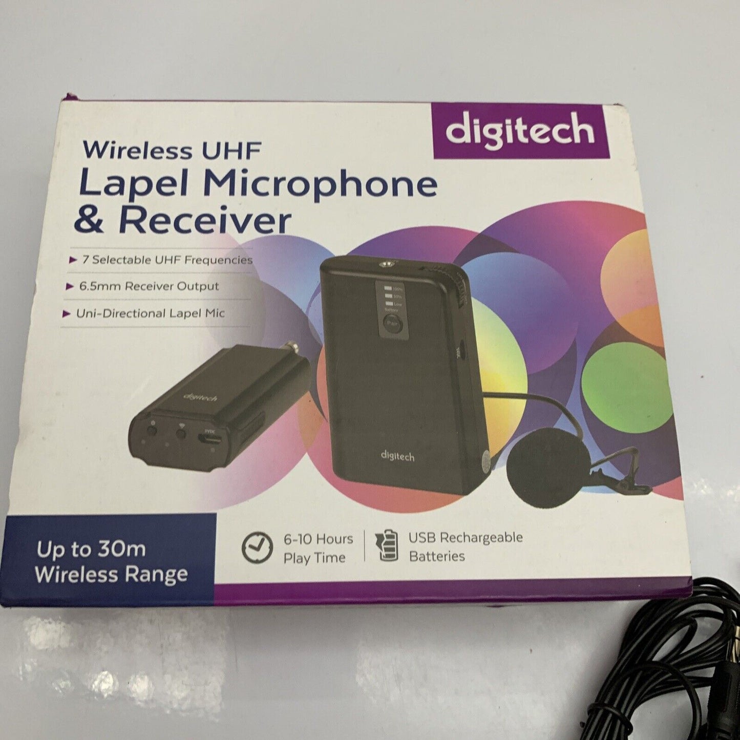 Digitech Wireless UHF Lapel Microphone and Receiver USB Rechargeable