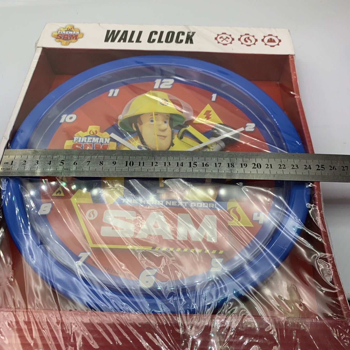 Fireman Sam Wall Clock 24.5cm Diameter NEW Sealed