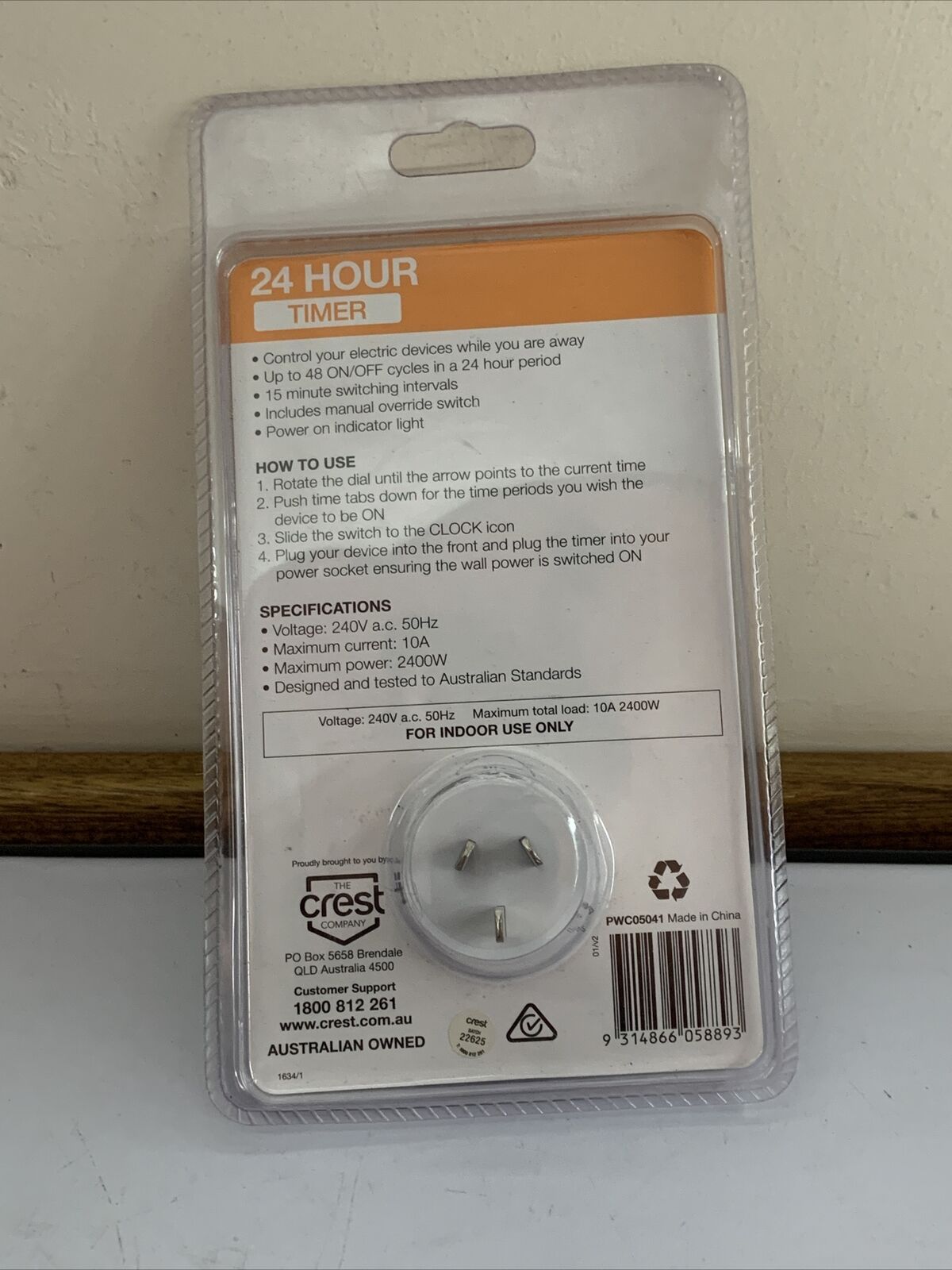 Crest Manual Analog 24 Hour Timer Australian Safety Standards PWC05041 NEW