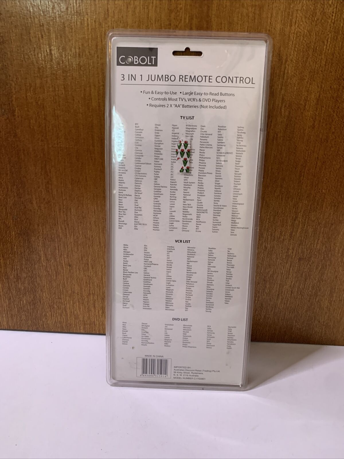 Cobolt 3 In 1 Jumbo Universal Large Buttons Remote Control NEW