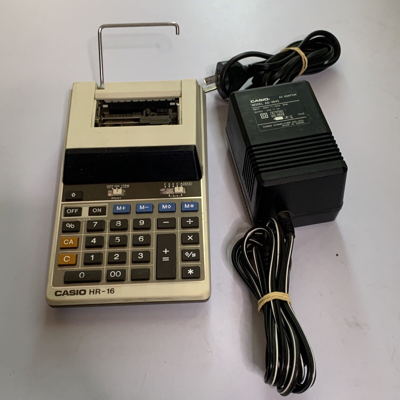 16+ Calculator With Printer Casio HR-16 Printing Calculator With Power Supply – Retro Unit
